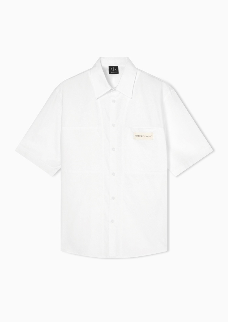 ARMANI EXCHANGE 男士纯棉翻领短袖商务休闲通勤衬衫
