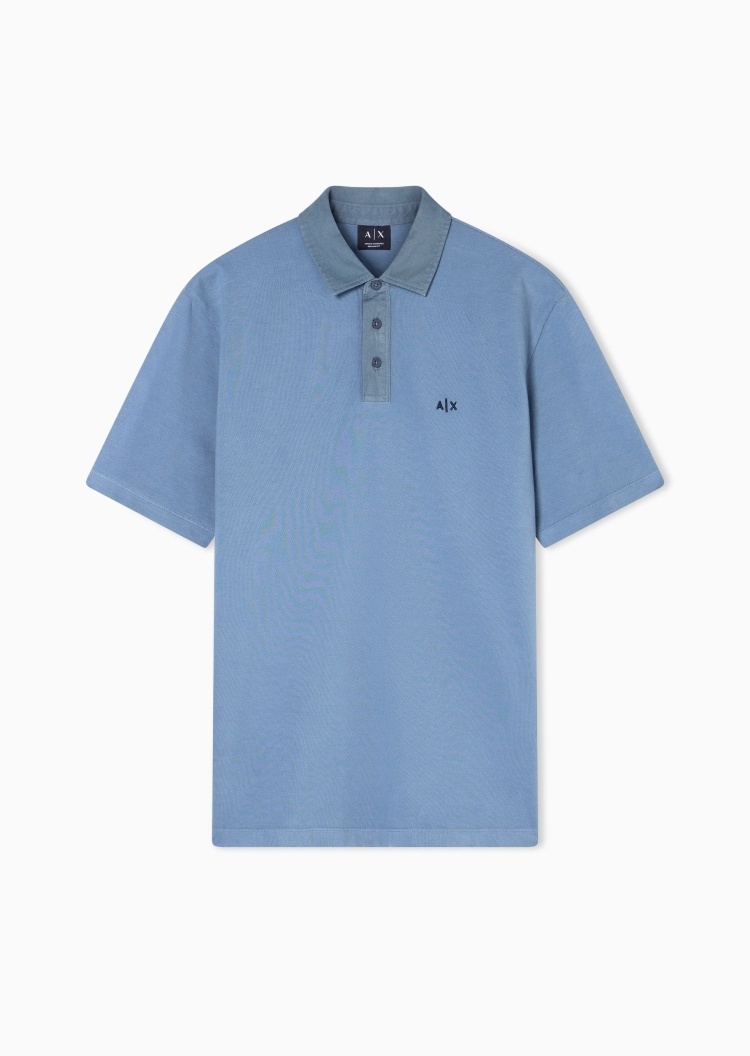ARMANI EXCHANGE 男士纯棉短袖翻领刺绣商务Polo衫