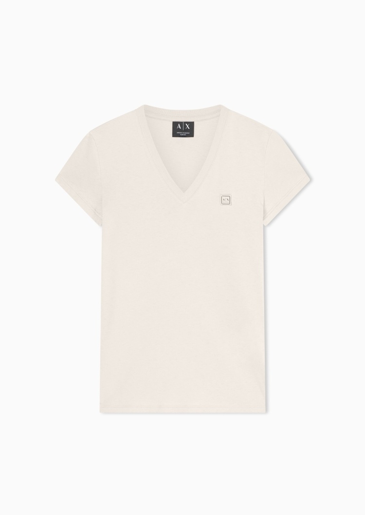 ARMANI EXCHANGE 女士纯棉轻薄修身短袖V领休闲T恤