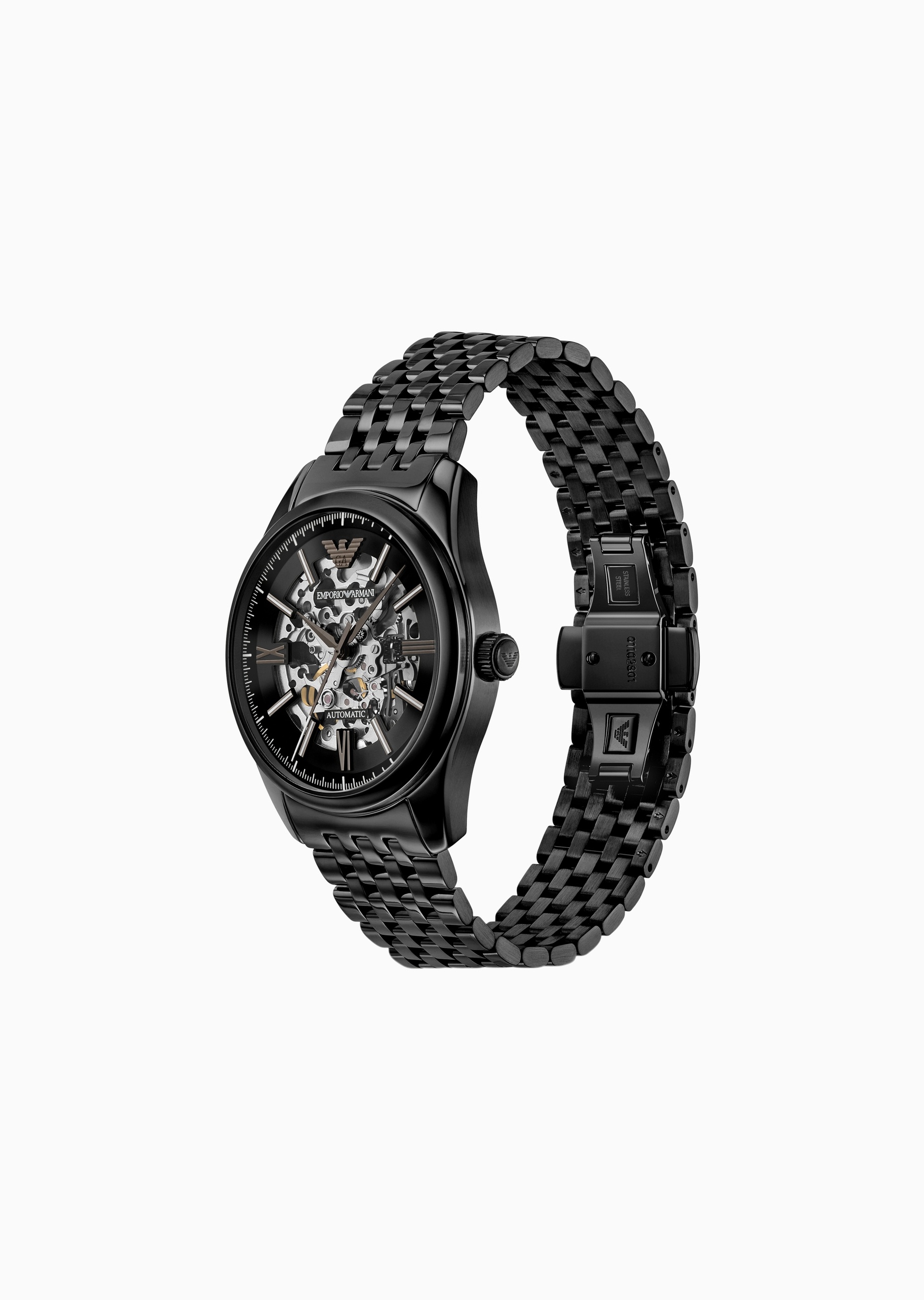 Emporio Armani 男士大表盘钢带镂空机械手表腕表
