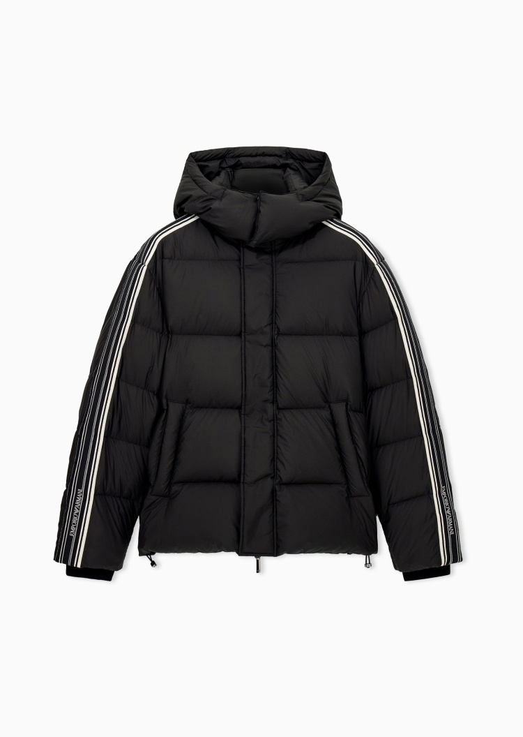 Emporio Armani 男士连帽绗缝撞色面包羽绒服外套