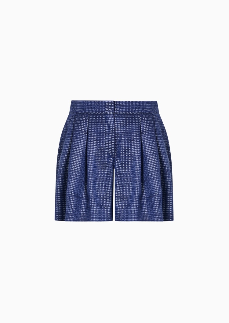 Emporio Armani 女士渐变微型格纹光泽感休闲短裤