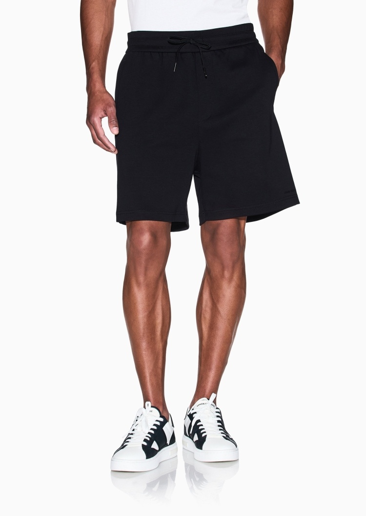 ARMANI EXCHANGE 男士全棉松紧系带直筒纯色休闲短裤