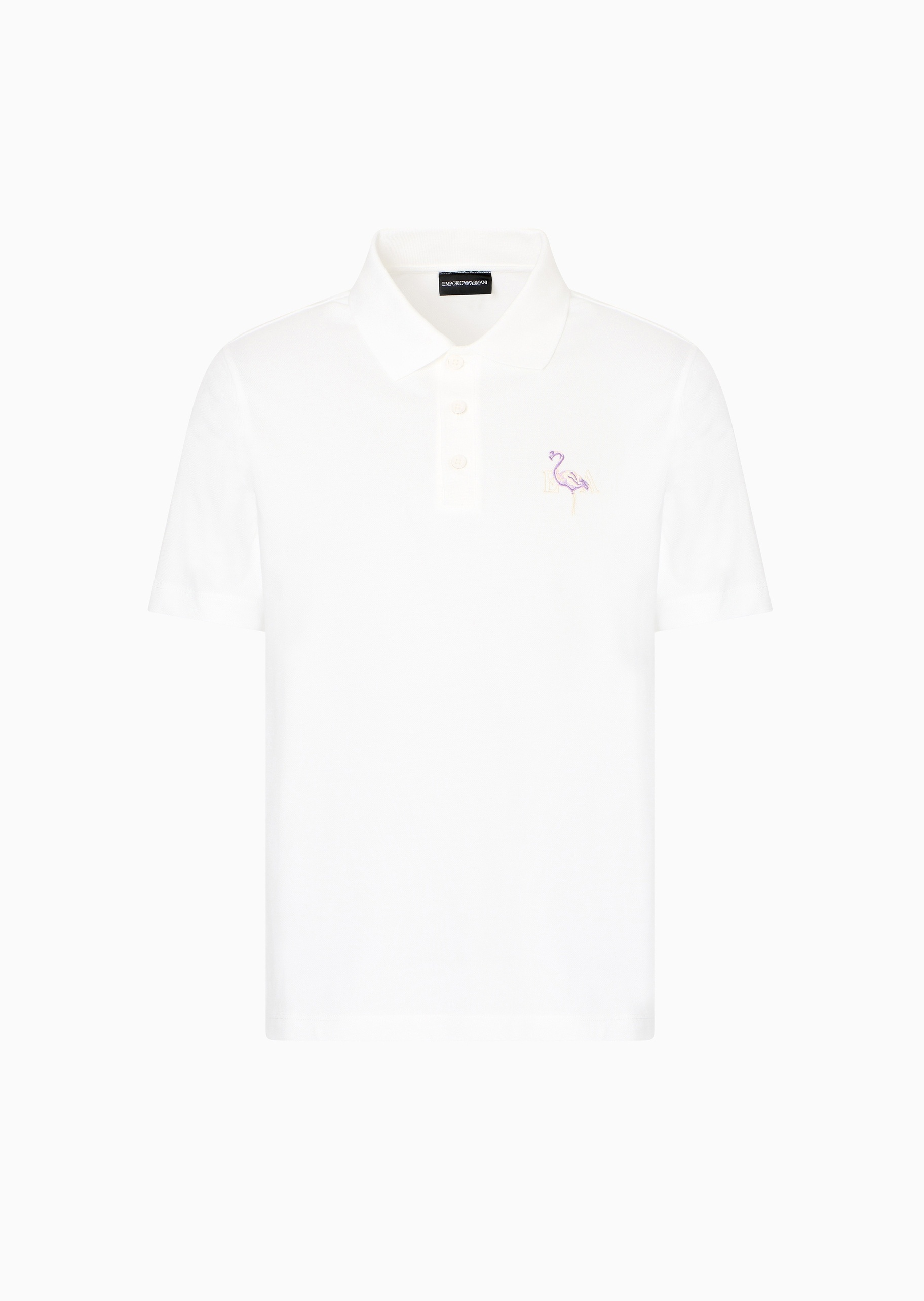 Emporio Armani 男士全棉短袖翻领火烈鸟刺绣Polo衫