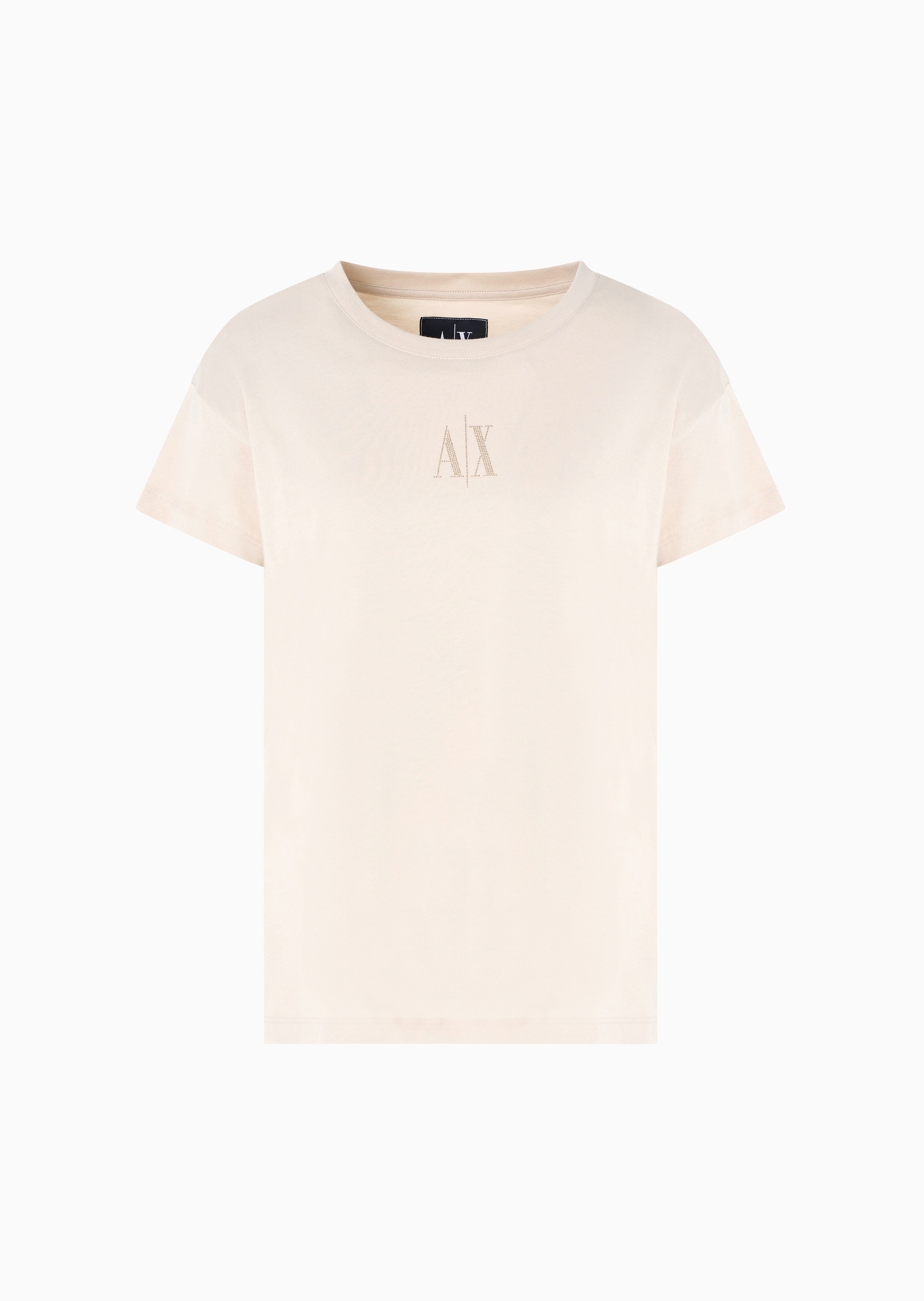 ARMANI EXCHANGE 女士全棉宽松短袖圆领水钻徽标T恤