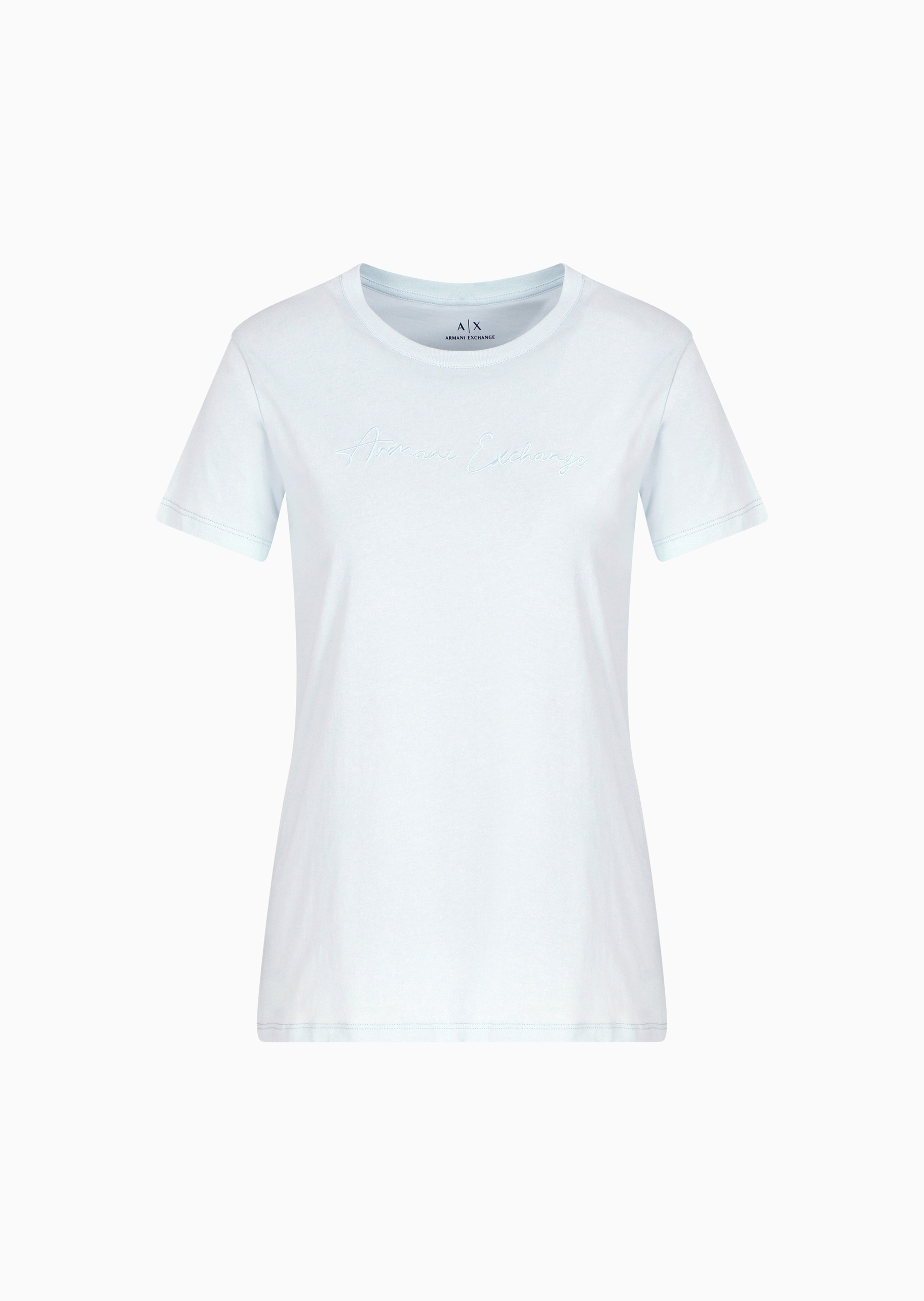 ARMANI EXCHANGE 女士全棉合身短袖圆领正肩徽标刺绣T恤