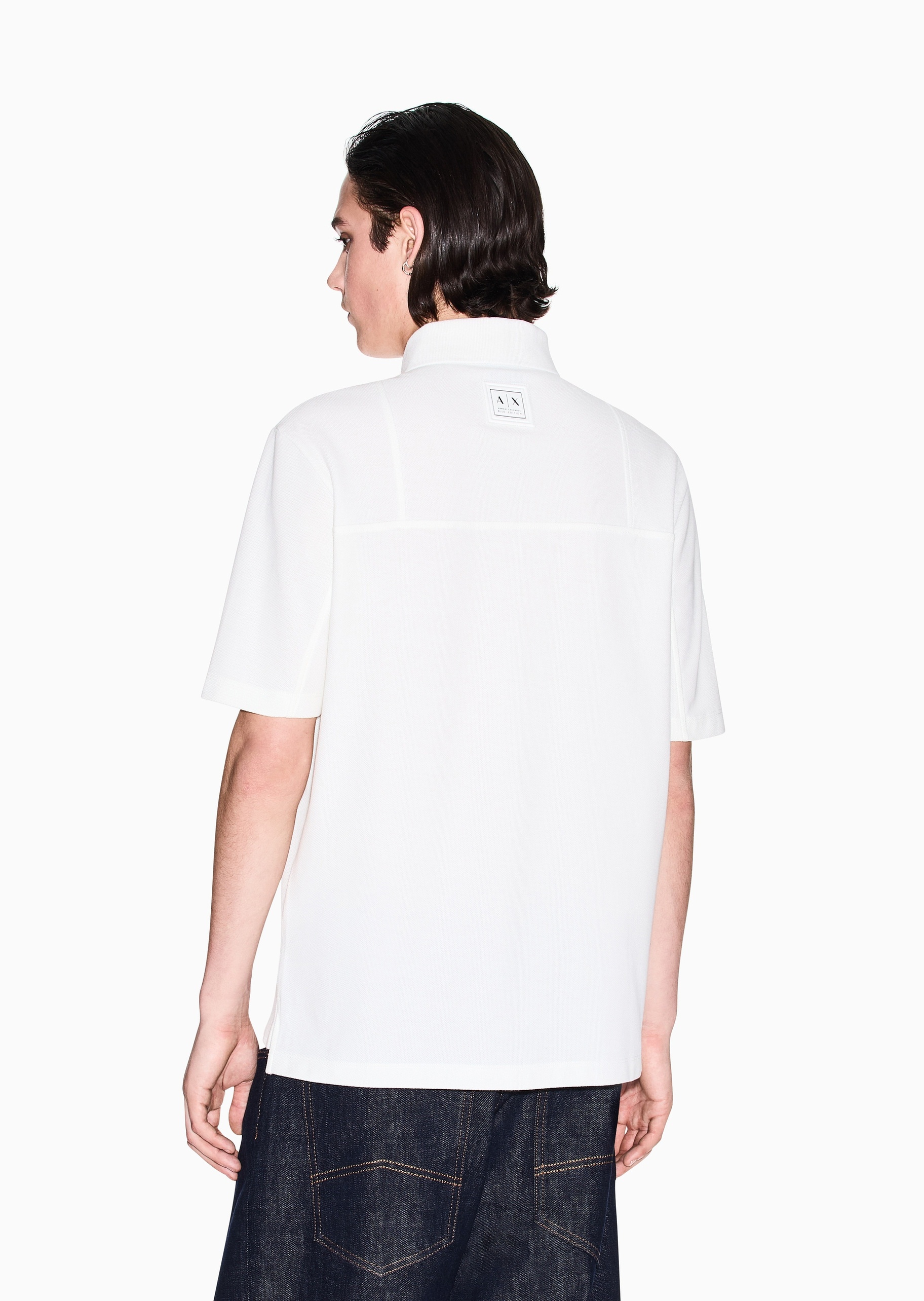ARMANI EXCHANGE 男士全棉宽松短袖翻领纯色Polo衫