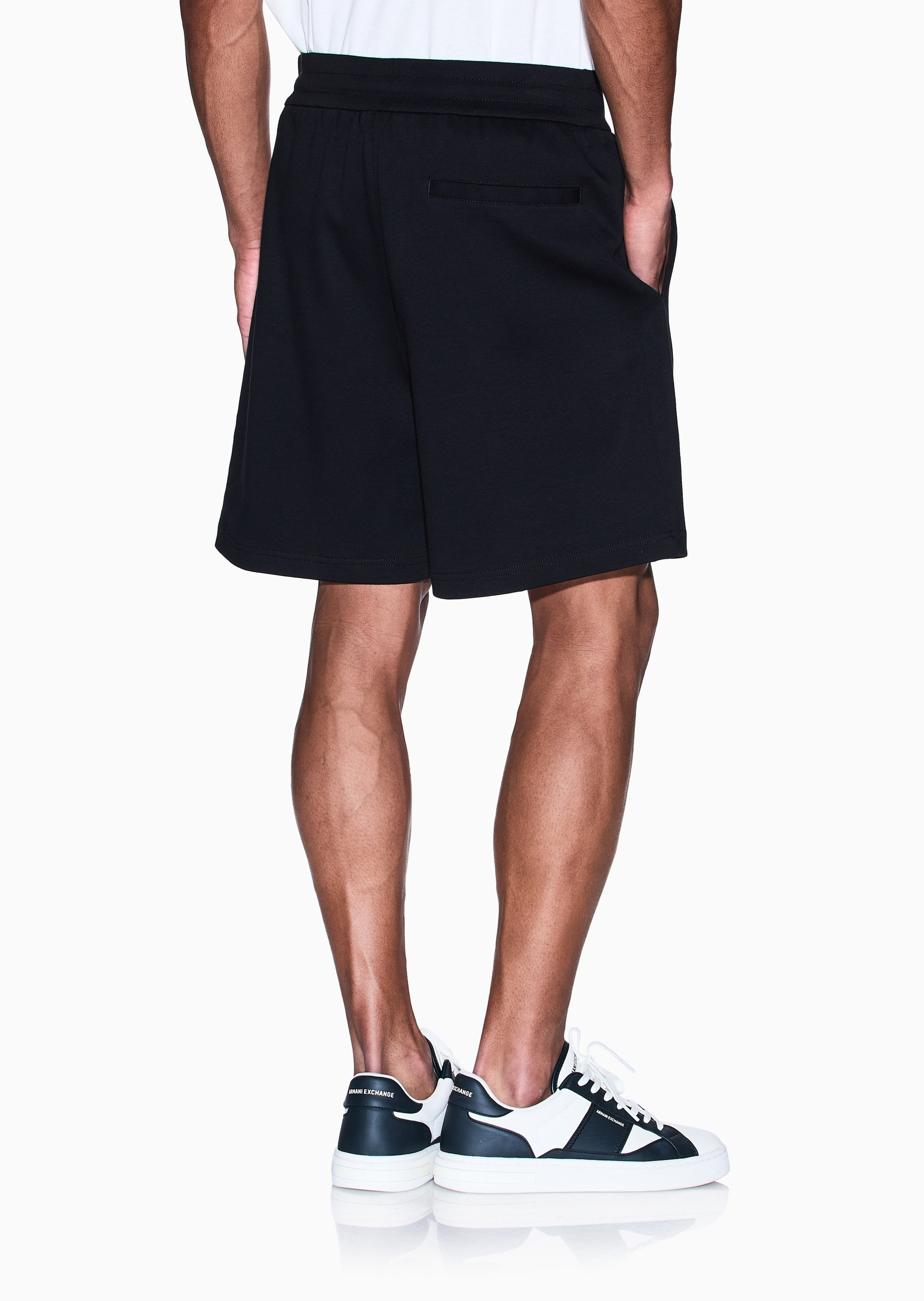 ARMANI EXCHANGE 男士全棉松紧系带直筒纯色休闲短裤