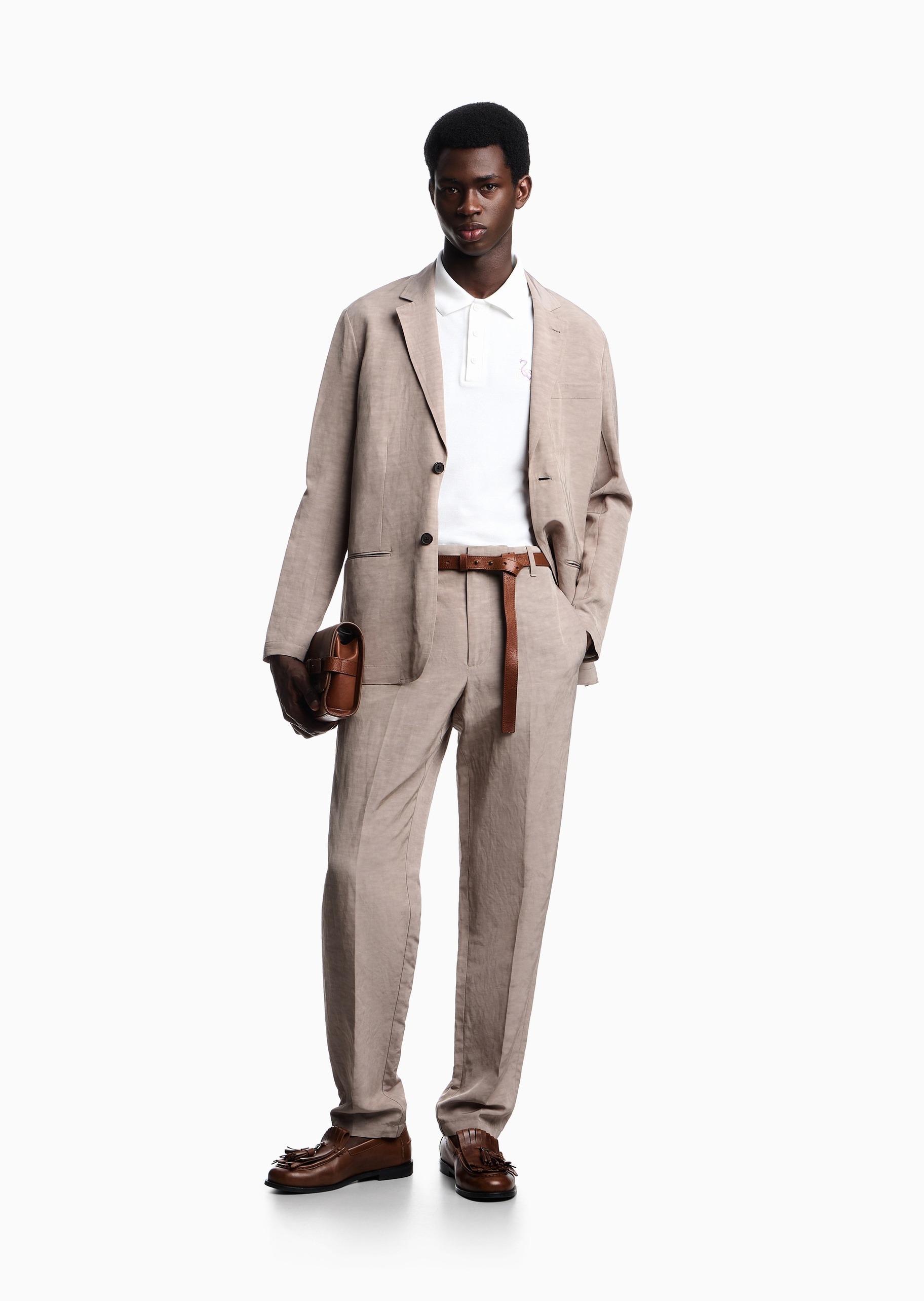 Emporio Armani 男士全棉短袖翻领火烈鸟刺绣Polo衫