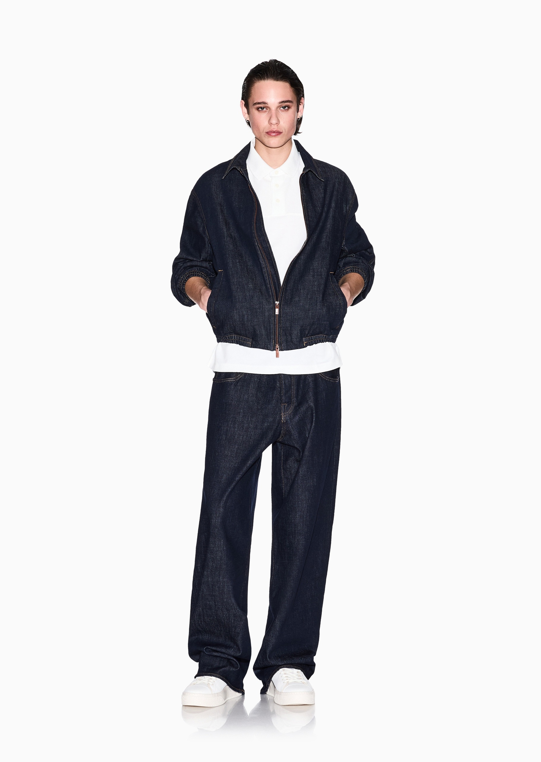 ARMANI EXCHANGE 男士全棉宽松短袖翻领纯色Polo衫