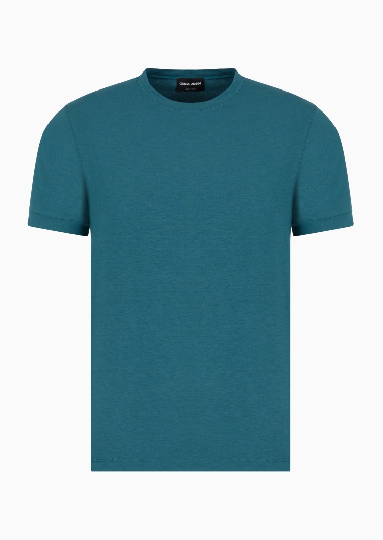 Giorgio Armani 男士人造棉弹力修身短袖圆领纯色T恤