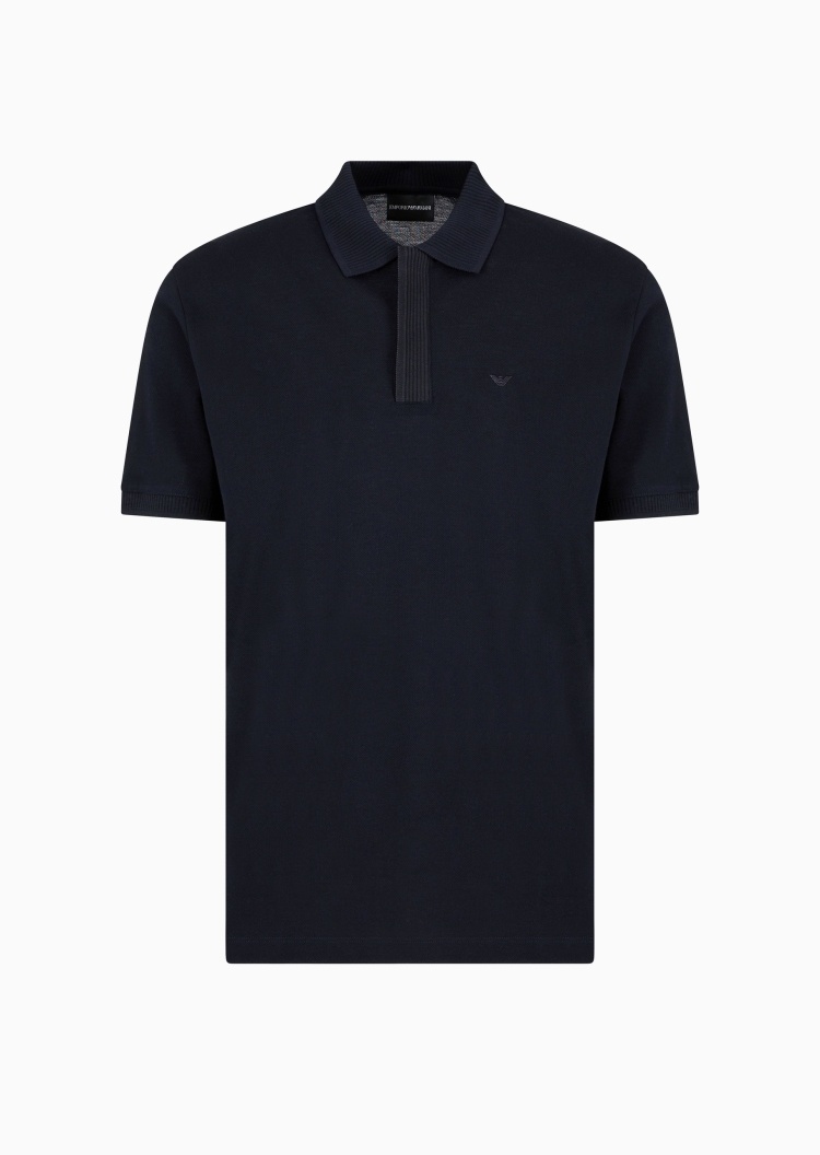 Emporio Armani 男士全棉合身短袖翻领暗门襟多色Polo衫