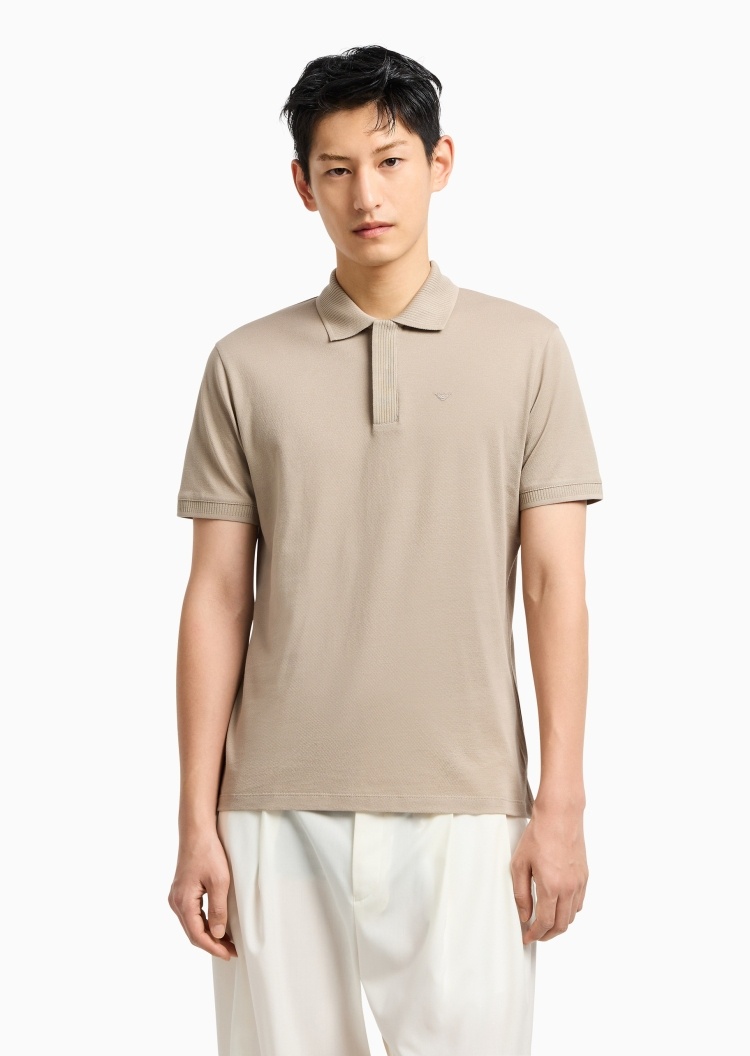 Emporio Armani 男士全棉合身短袖翻领暗门襟多色Polo衫