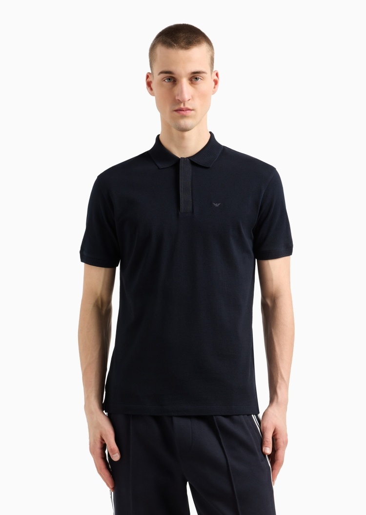 Emporio Armani 男士全棉合身短袖翻领暗门襟多色Polo衫