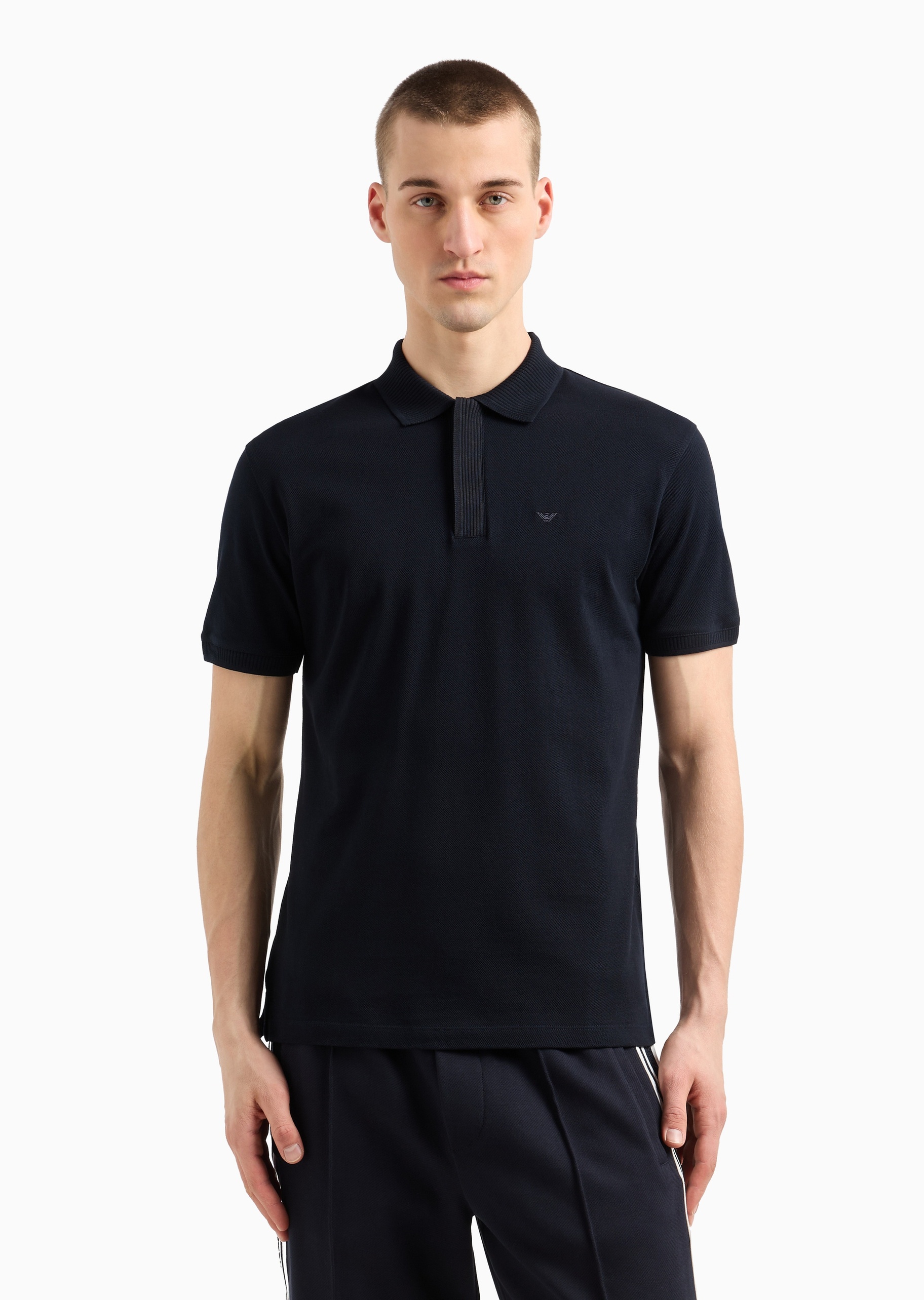 Emporio Armani 男士全棉合身短袖翻领暗门襟多色Polo衫