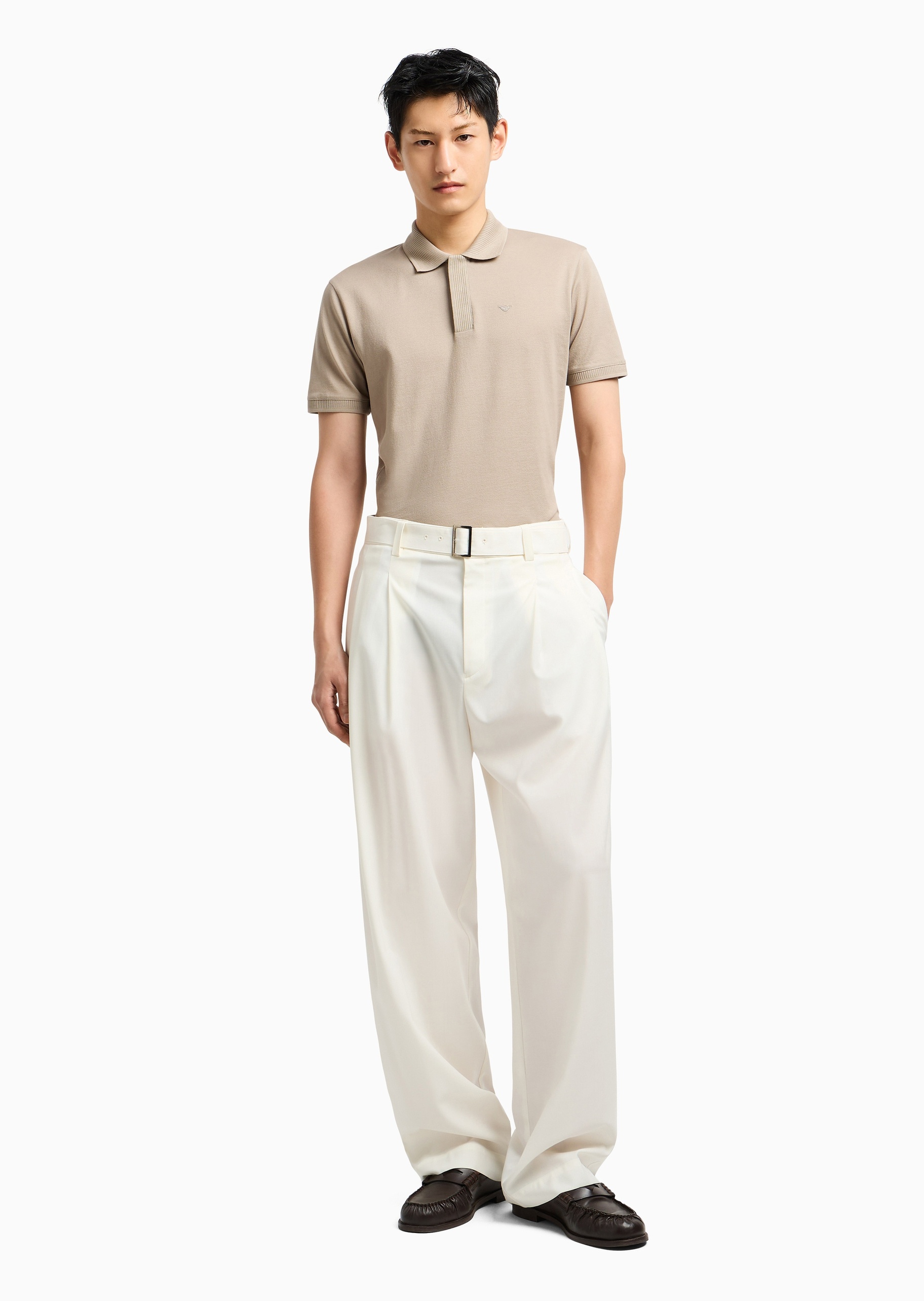 Emporio Armani 男士全棉合身短袖翻领暗门襟多色Polo衫