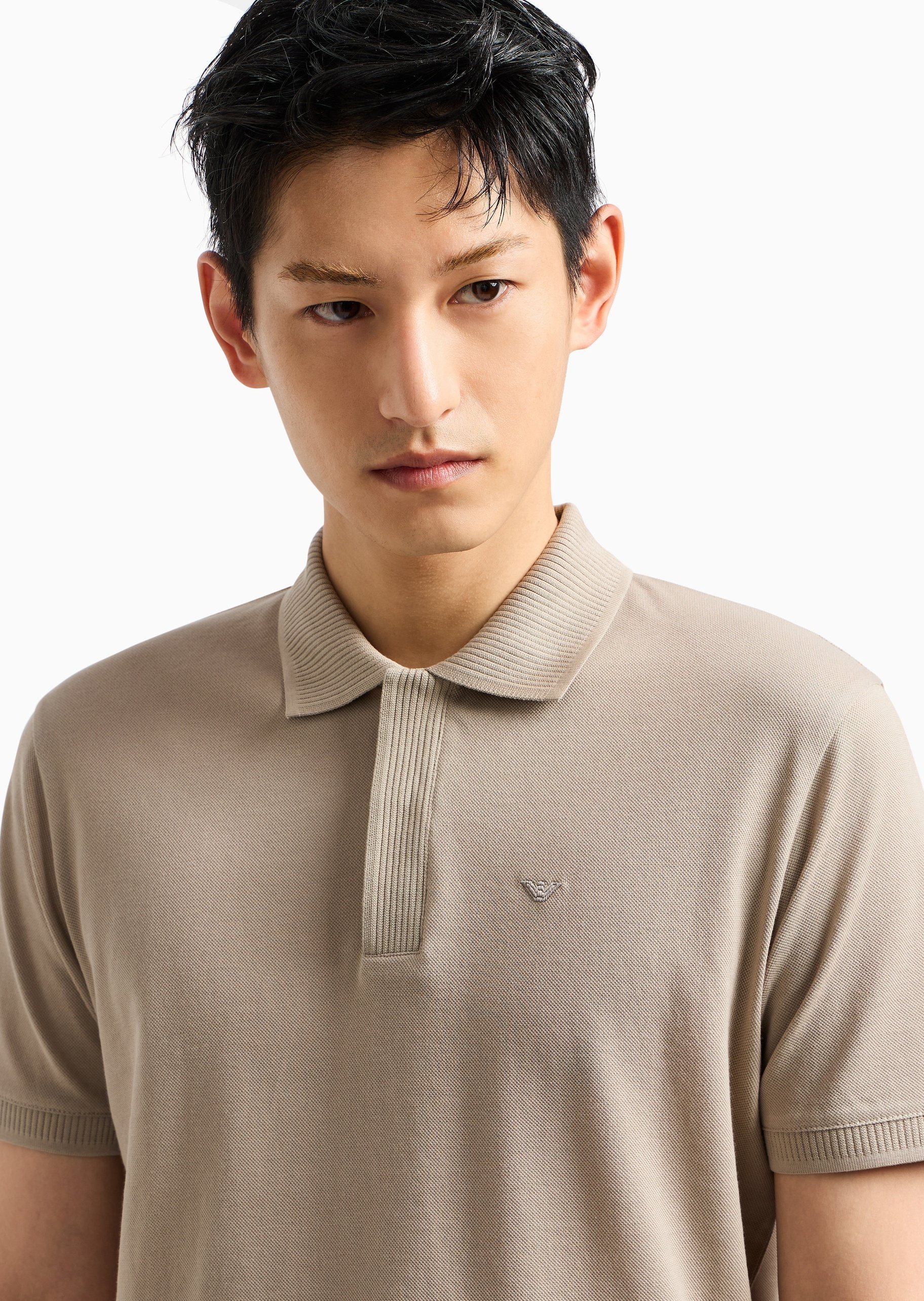 Emporio Armani 男士全棉合身短袖翻领暗门襟多色Polo衫