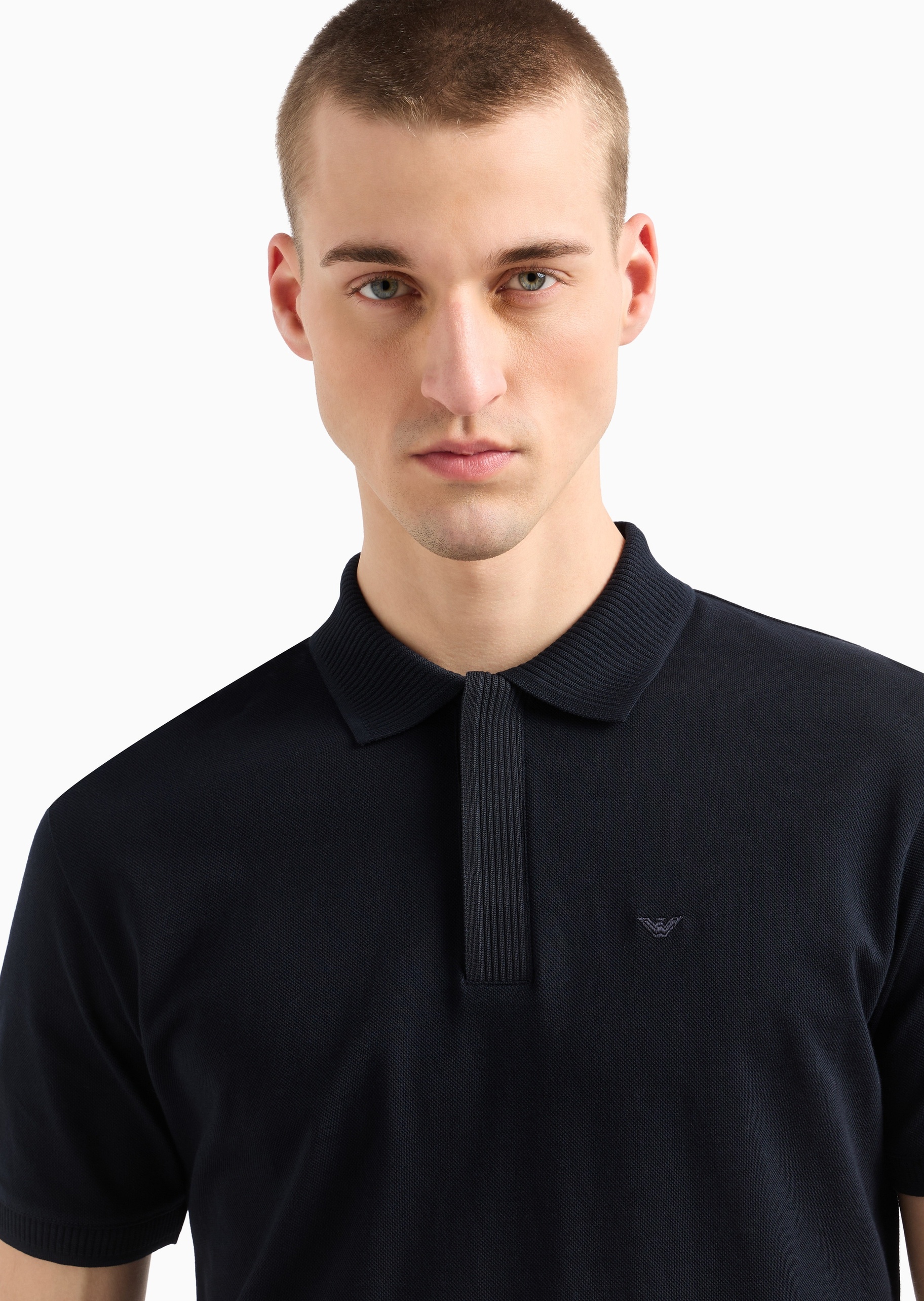 Emporio Armani 男士全棉合身短袖翻领暗门襟多色Polo衫