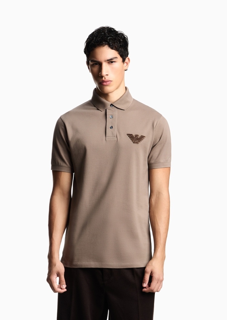Emporio Armani 男士珠地纯棉短袖翻领Polo衫