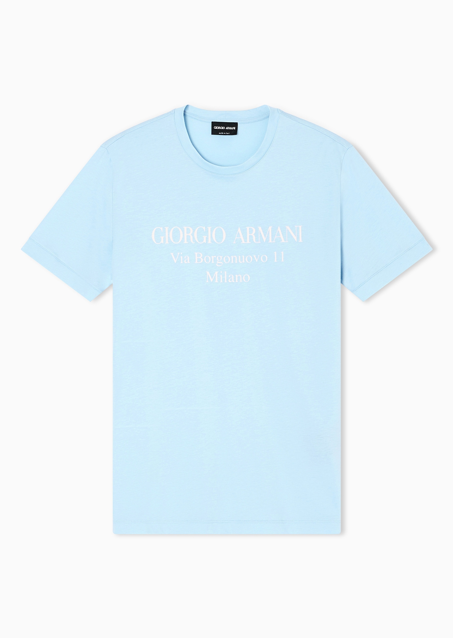 Giorgio Armani 男士全棉合身短袖圆领重磅字母印花T恤