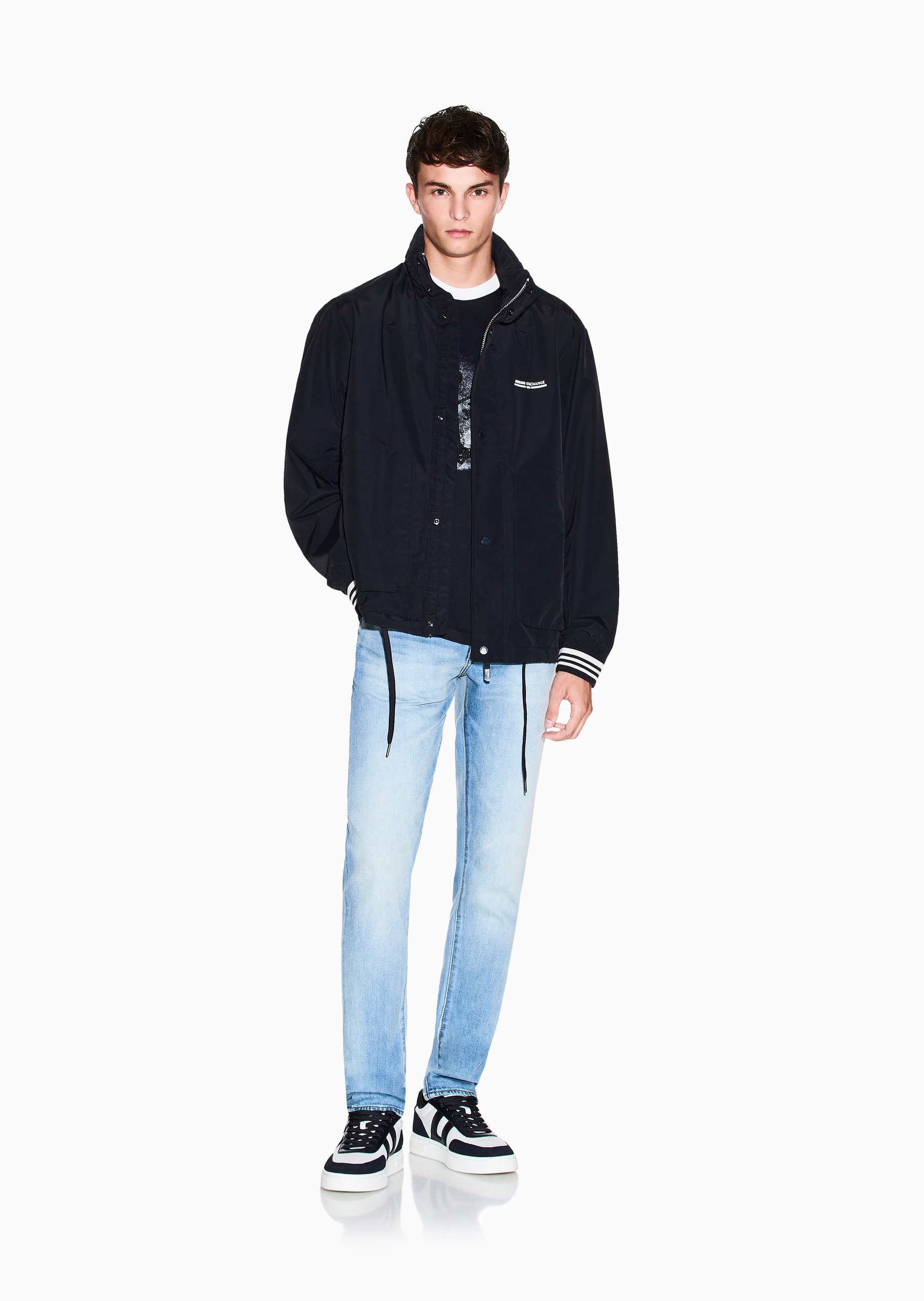 ARMANI EXCHANGE 男士纯棉宽松短袖圆领刺绣T恤衫