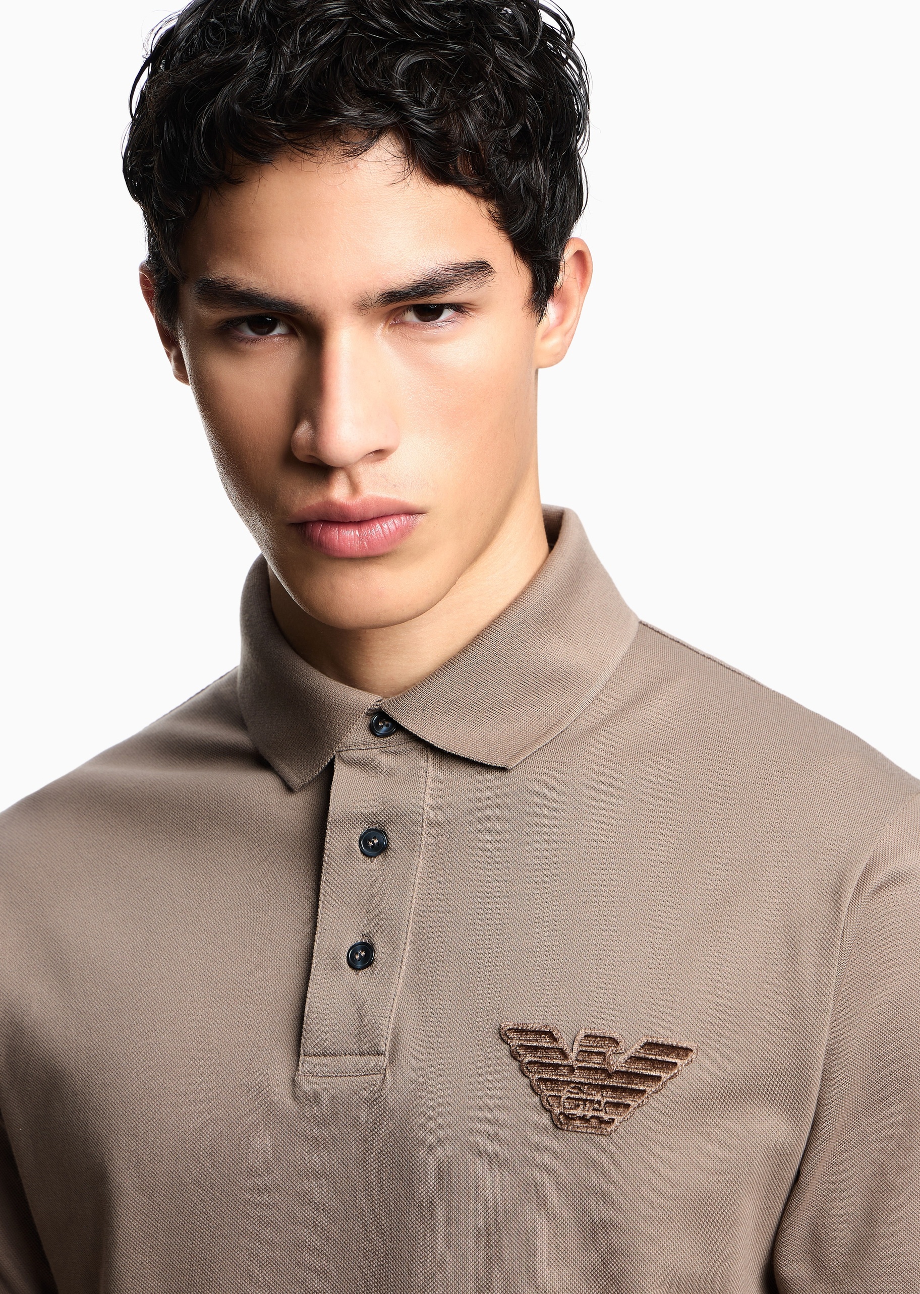 Emporio Armani 男士珠地纯棉短袖翻领Polo衫