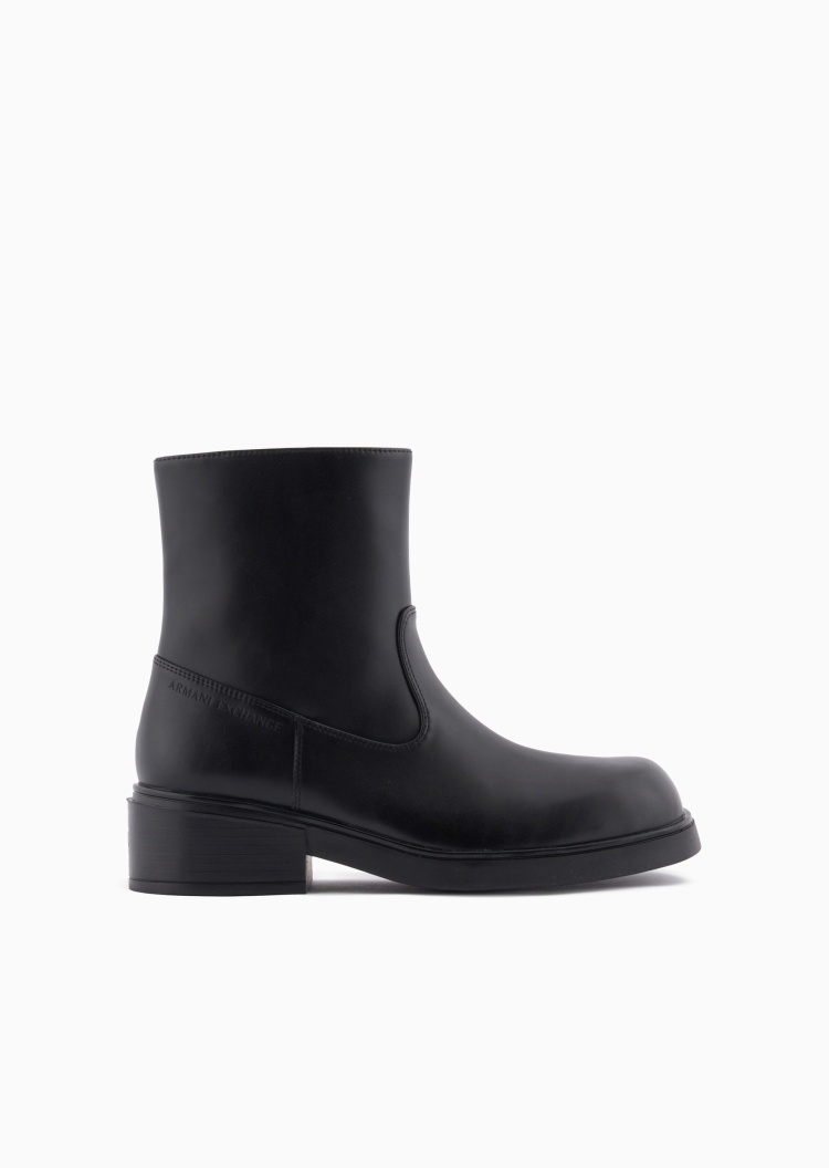 ARMANI EXCHANGE 女士拉链短筒圆头纯色休闲潮流靴子
