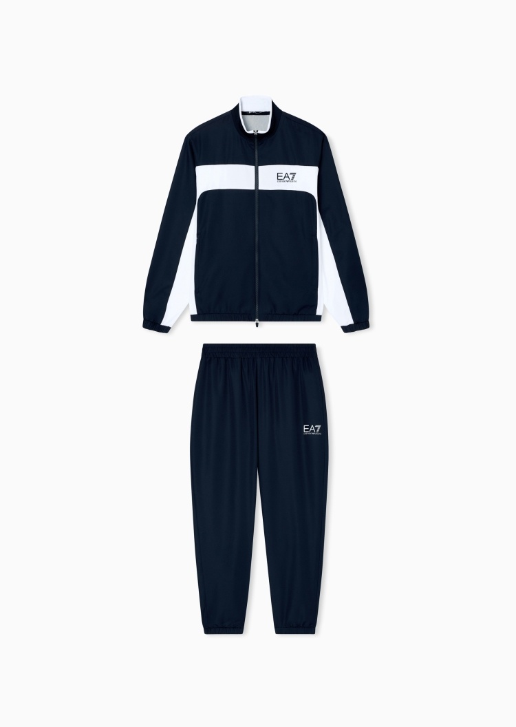 EA7 男士立领开衫束脚长裤撞色拼接网球运动套装