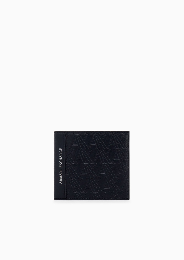 ARMANI EXCHANGE 男士对折短款多卡位翻盖内袋压花手拿钱包