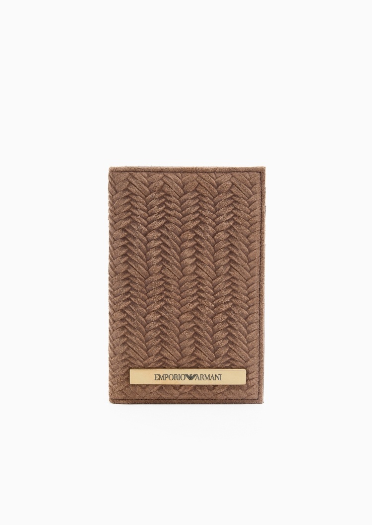 Emporio Armani 男士绒面革对折竖款多卡位手拿卡夹