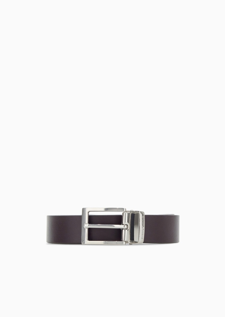 Emporio Armani 男士矩形带扣商务休闲纯色针扣腰带