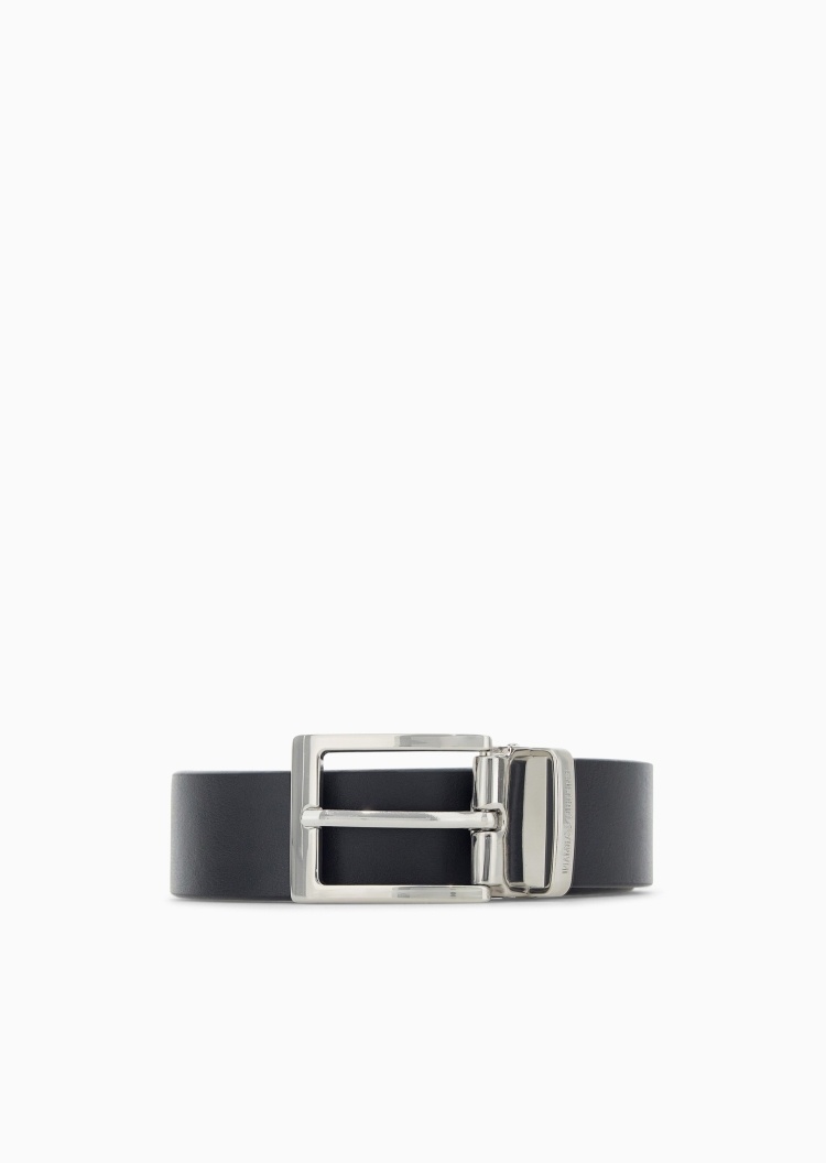 Emporio Armani 男士方形带扣商务休闲纯色针扣腰带