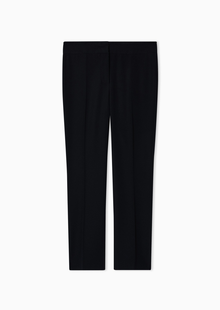 Emporio Armani 女士修身高腰长款直筒微喇小开衩休闲裤