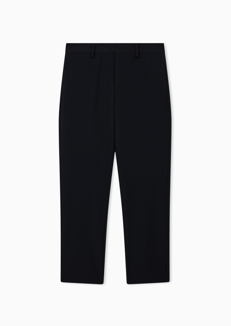 Emporio Armani 男士弹力合身长款直筒商务纯色休闲裤