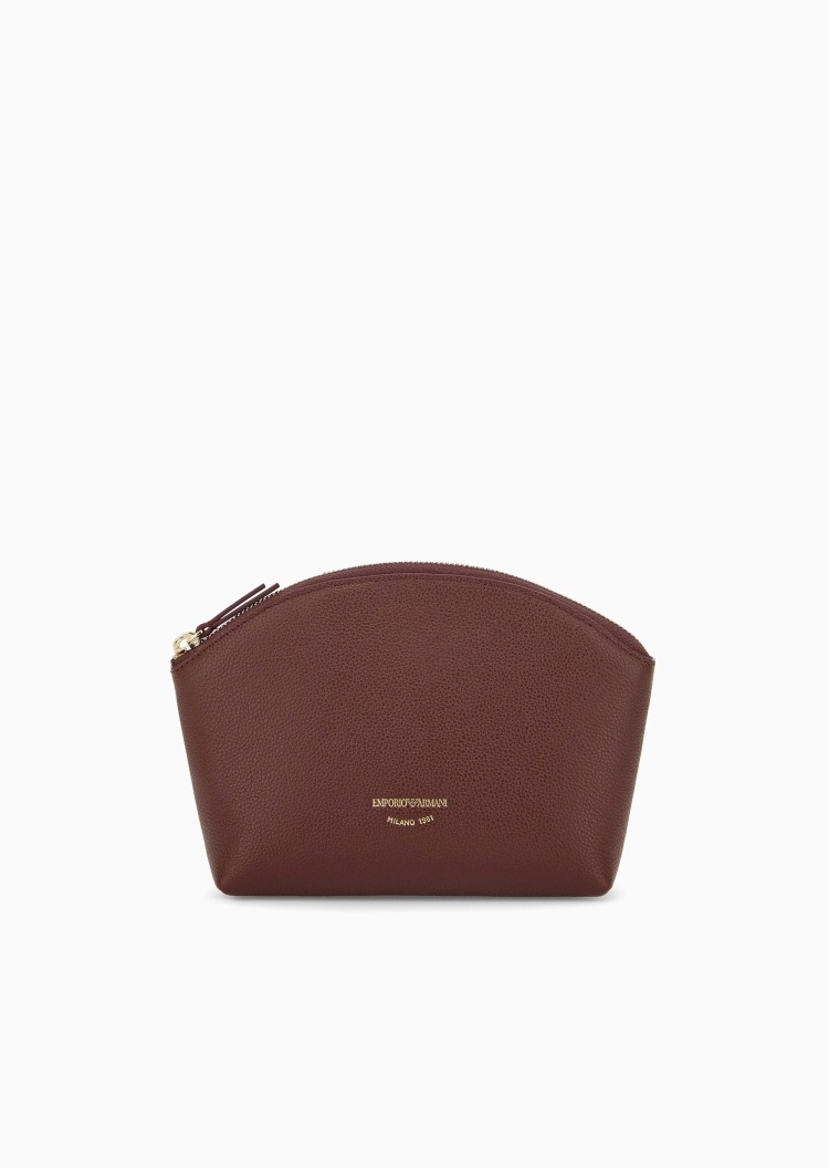 Emporio Armani 女士牛皮革迷你拉链优雅时尚手拿化妆包