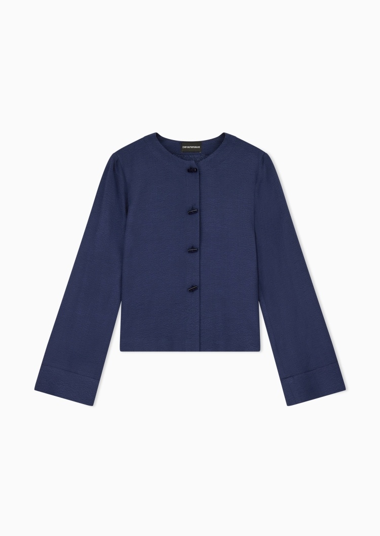 Emporio Armani 女士长袖圆领肌理感老钱风商务休闲通勤衬衫