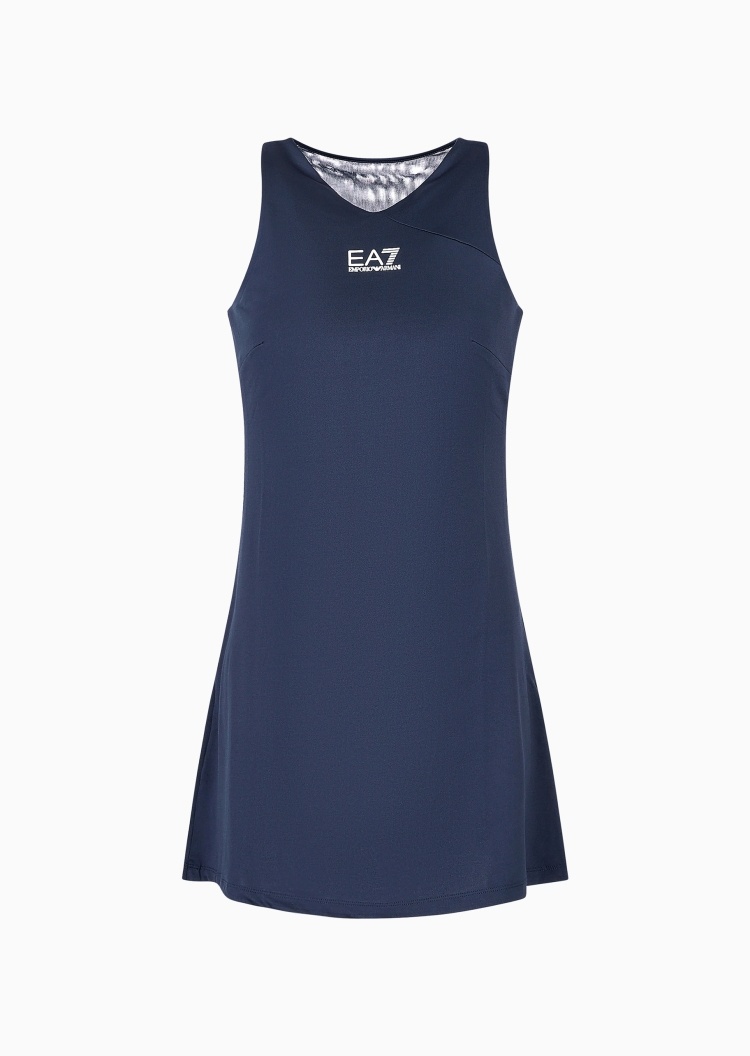 EA7 女士合身无袖短款V领网球运动连衣裙