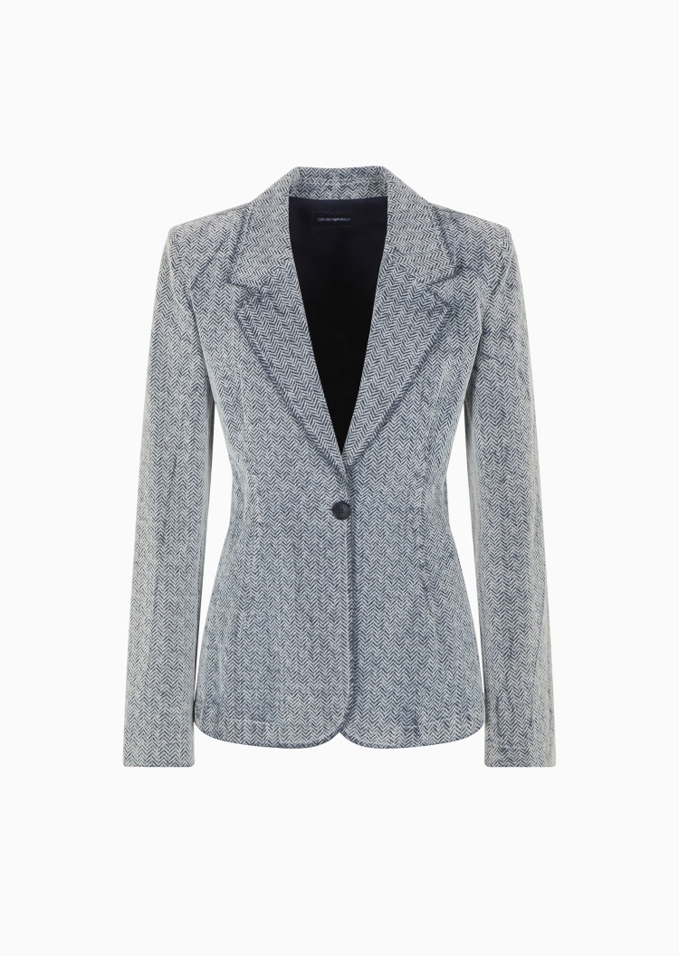 Emporio Armani 女士纯棉长袖平驳领通勤商务正装西装外套