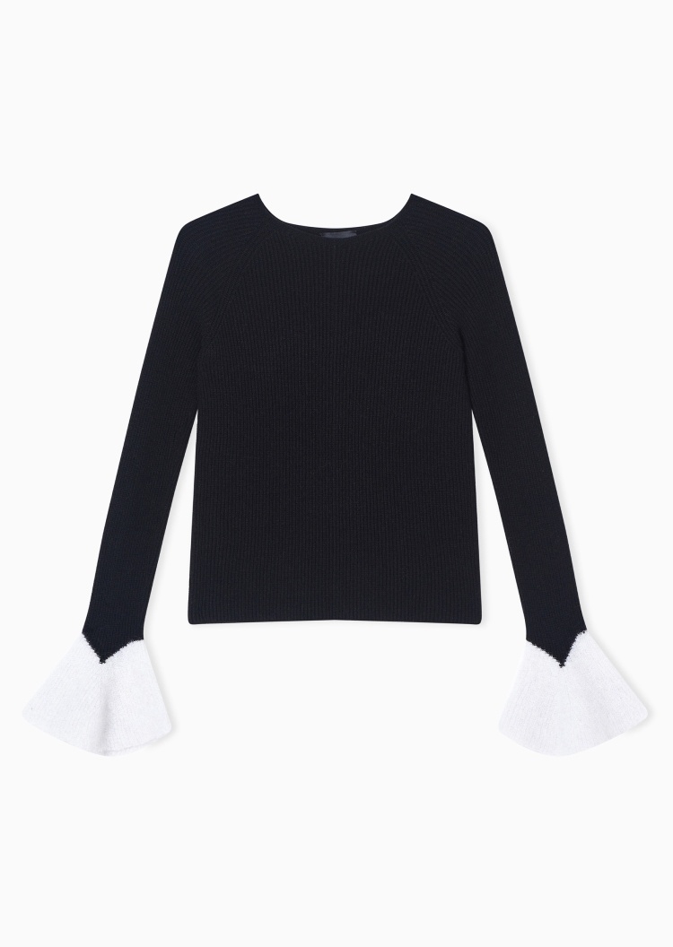 Emporio Armani 女士长袖圆领商务休闲套头针织毛衣