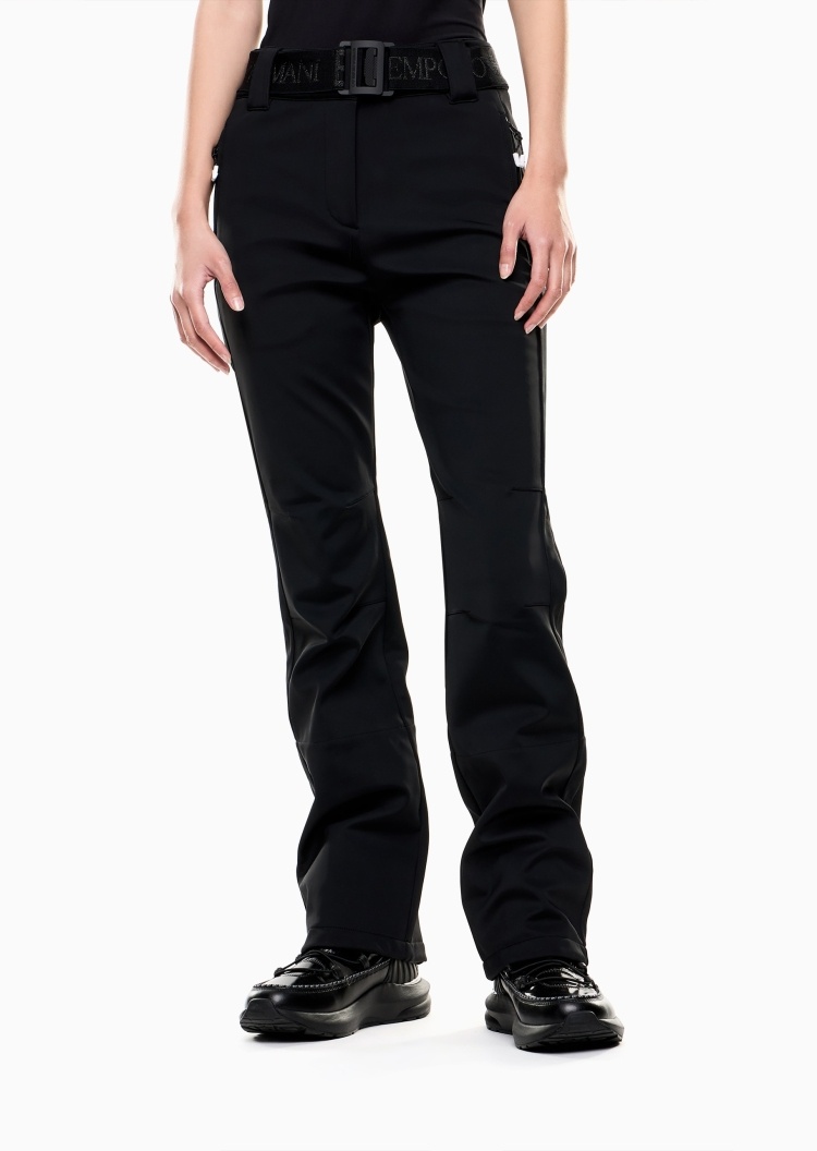 EA7 女士长款微喇运动户外加绒滑雪裤