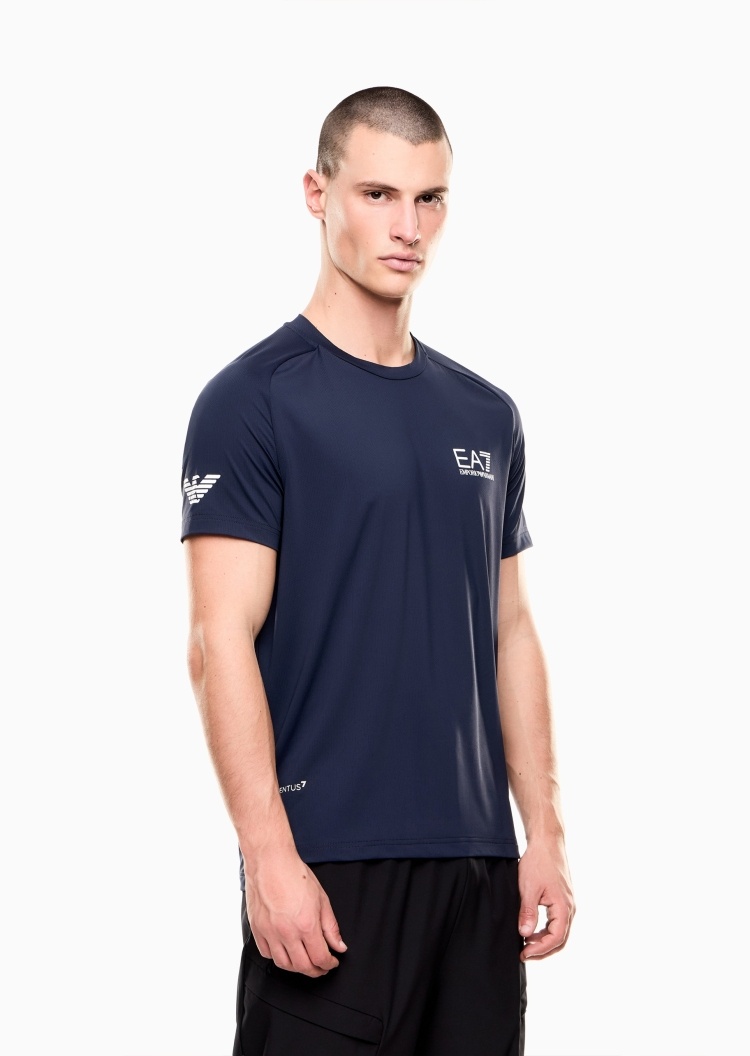 EA7 男士合身短袖圆领插肩网球健身训练T恤