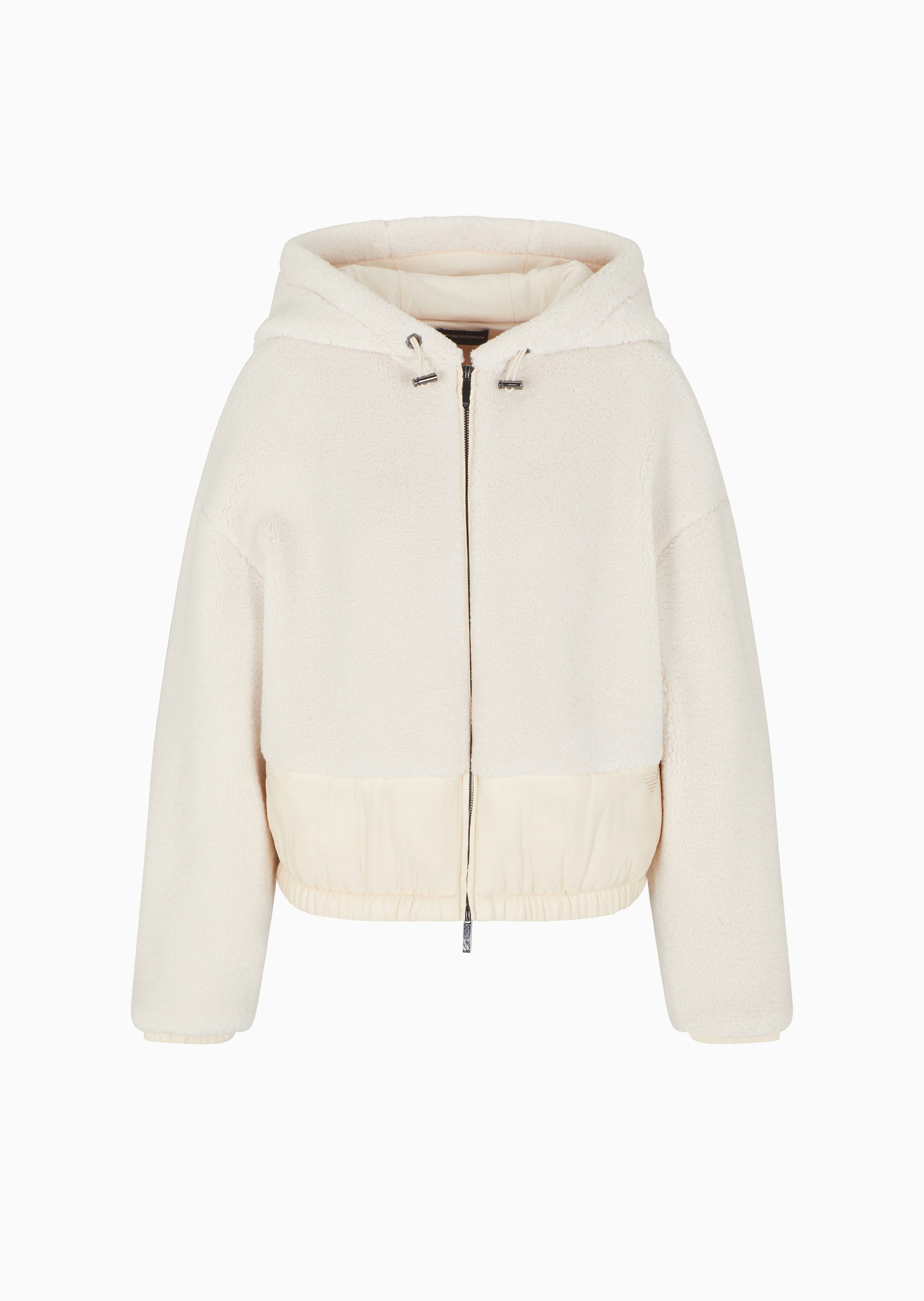 Emporio Armani 女士短款长袖连帽落肩拼接休闲拉链门襟棉服