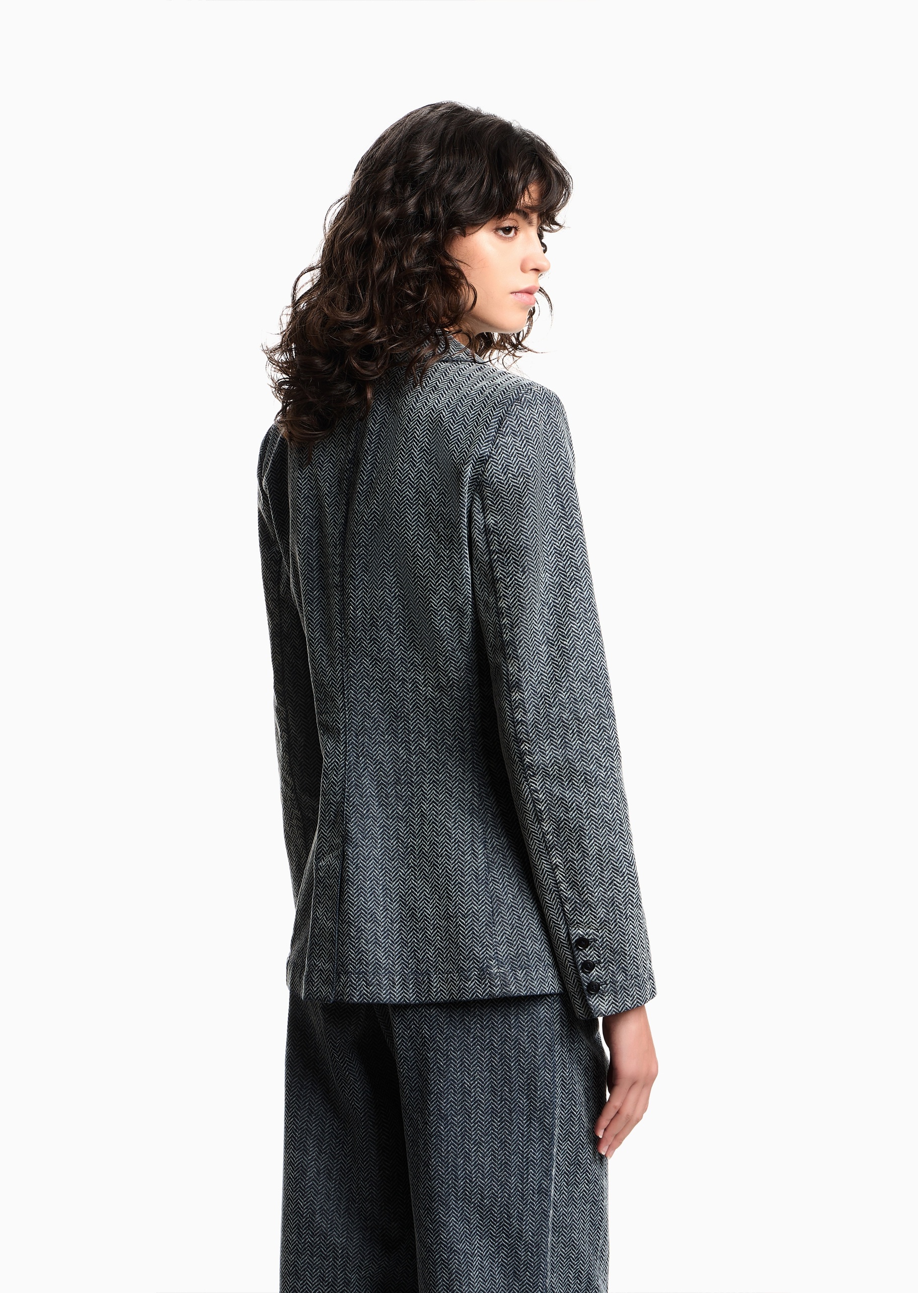 Emporio Armani 女士纯棉长袖平驳领通勤商务正装西装外套