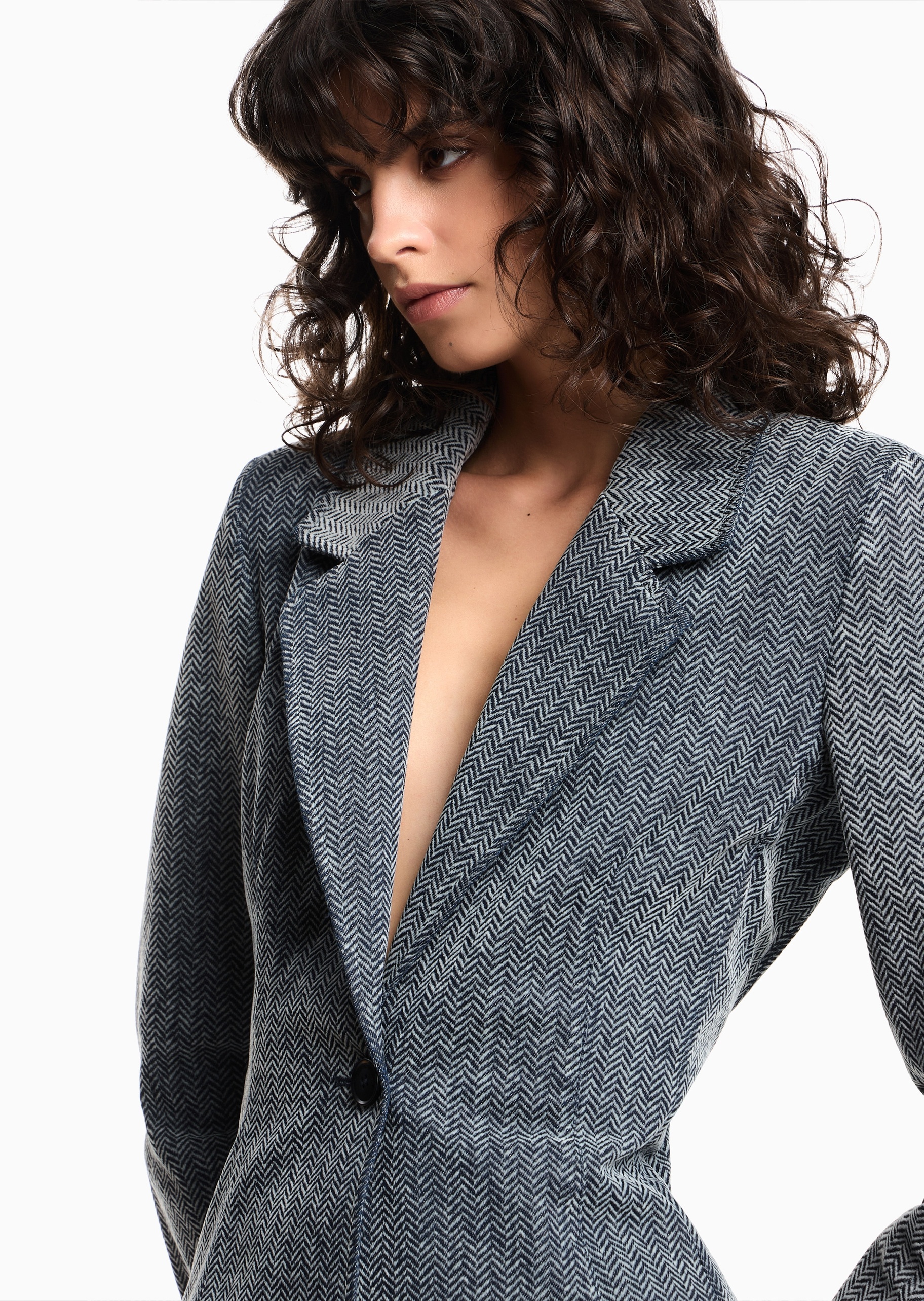 Emporio Armani 女士纯棉长袖平驳领通勤商务正装西装外套