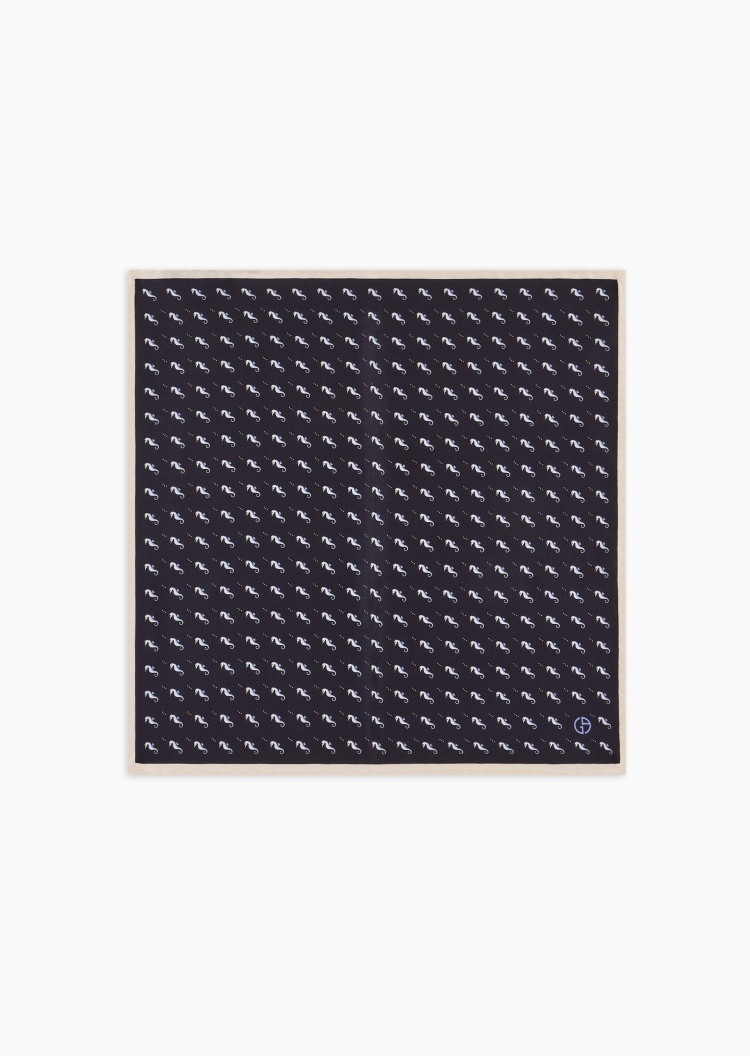 Giorgio Armani 男士桑蚕丝正方形通体印花口袋巾