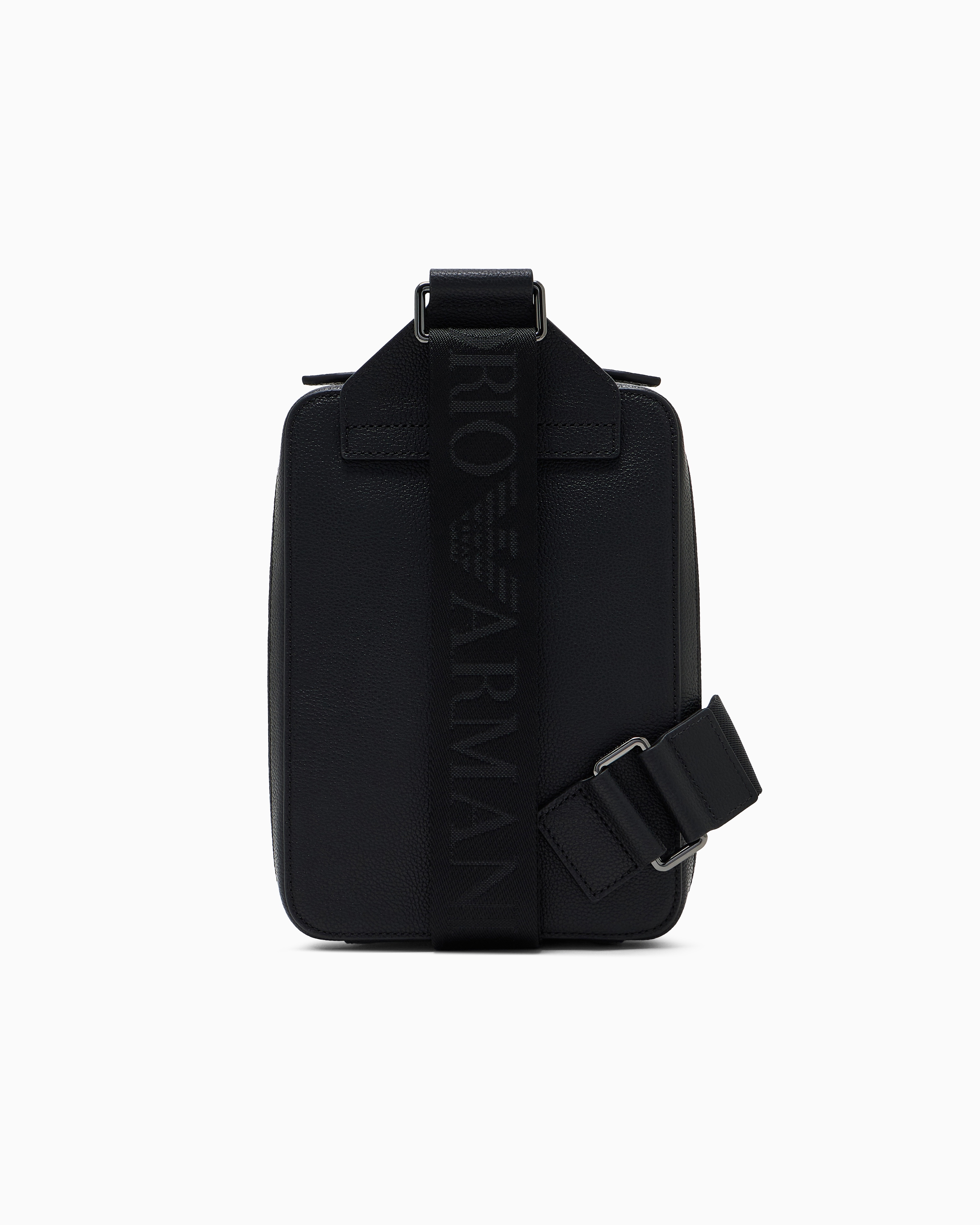 Emporio Armani 男士牛皮革迷你拉链长方形可调节压花斜挎包