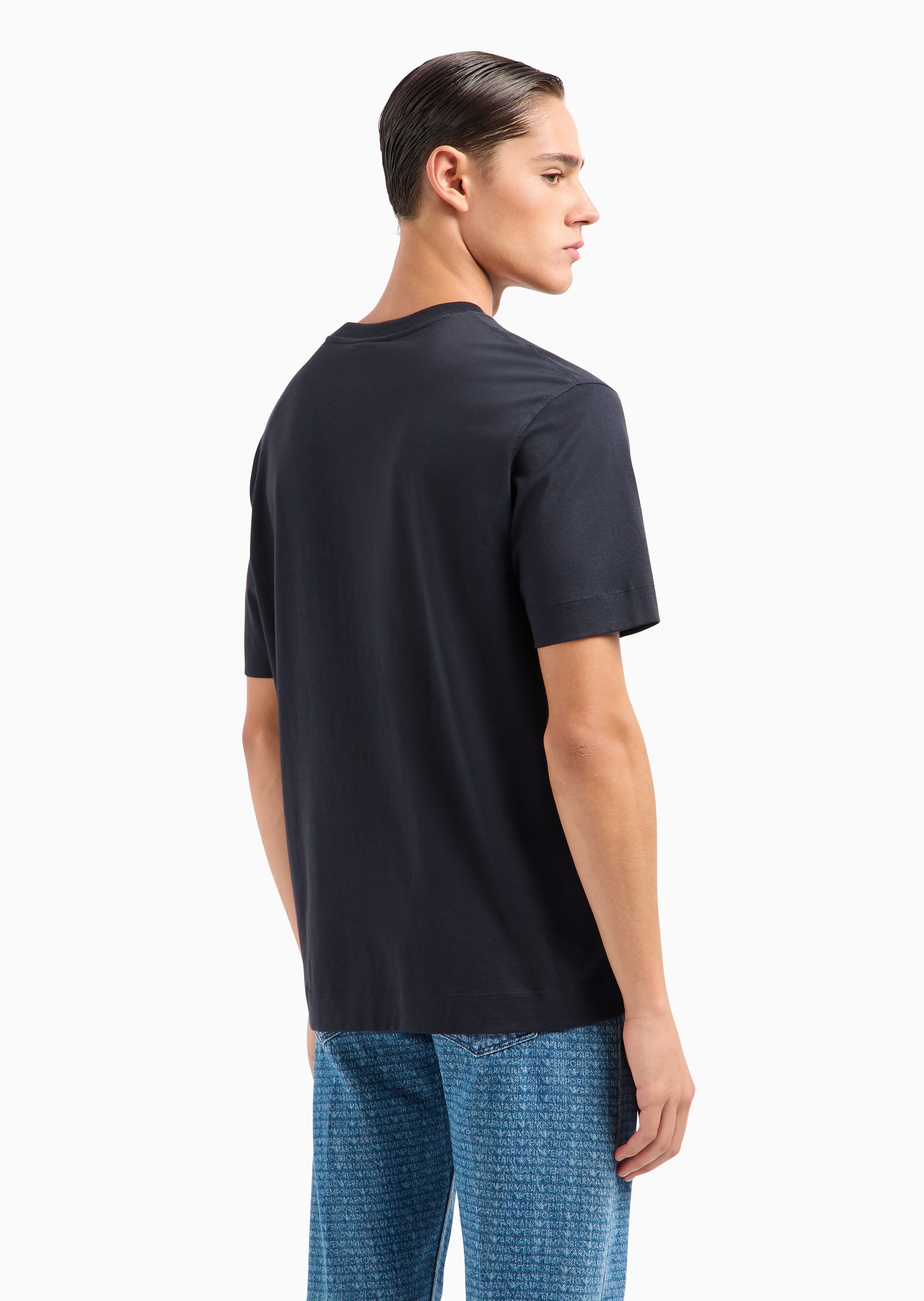 Emporio Armani 男士全棉宽松短袖圆领LOGO印花T恤