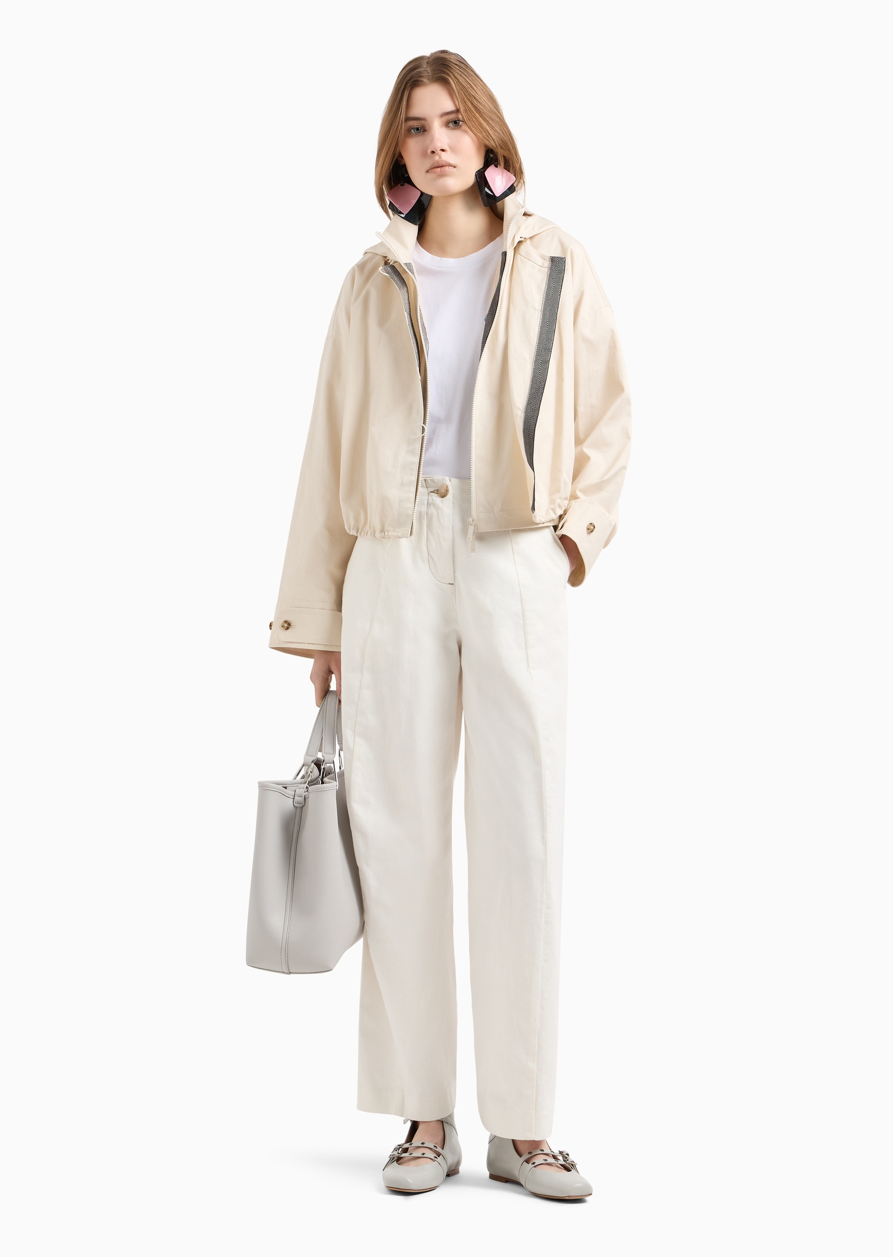 Emporio Armani 女士全棉合身短袖圆领多彩标识刺绣T恤