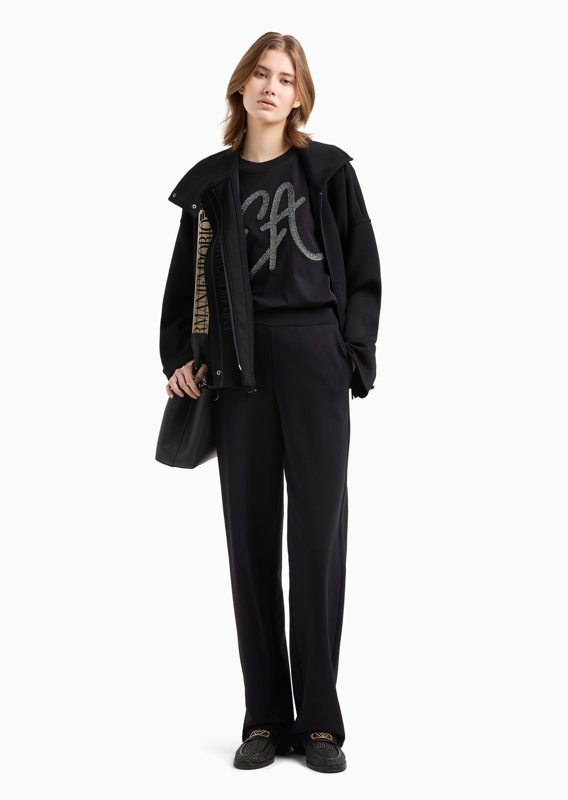 Emporio Armani 女士全棉宽松短袖圆领创意LOGOT恤