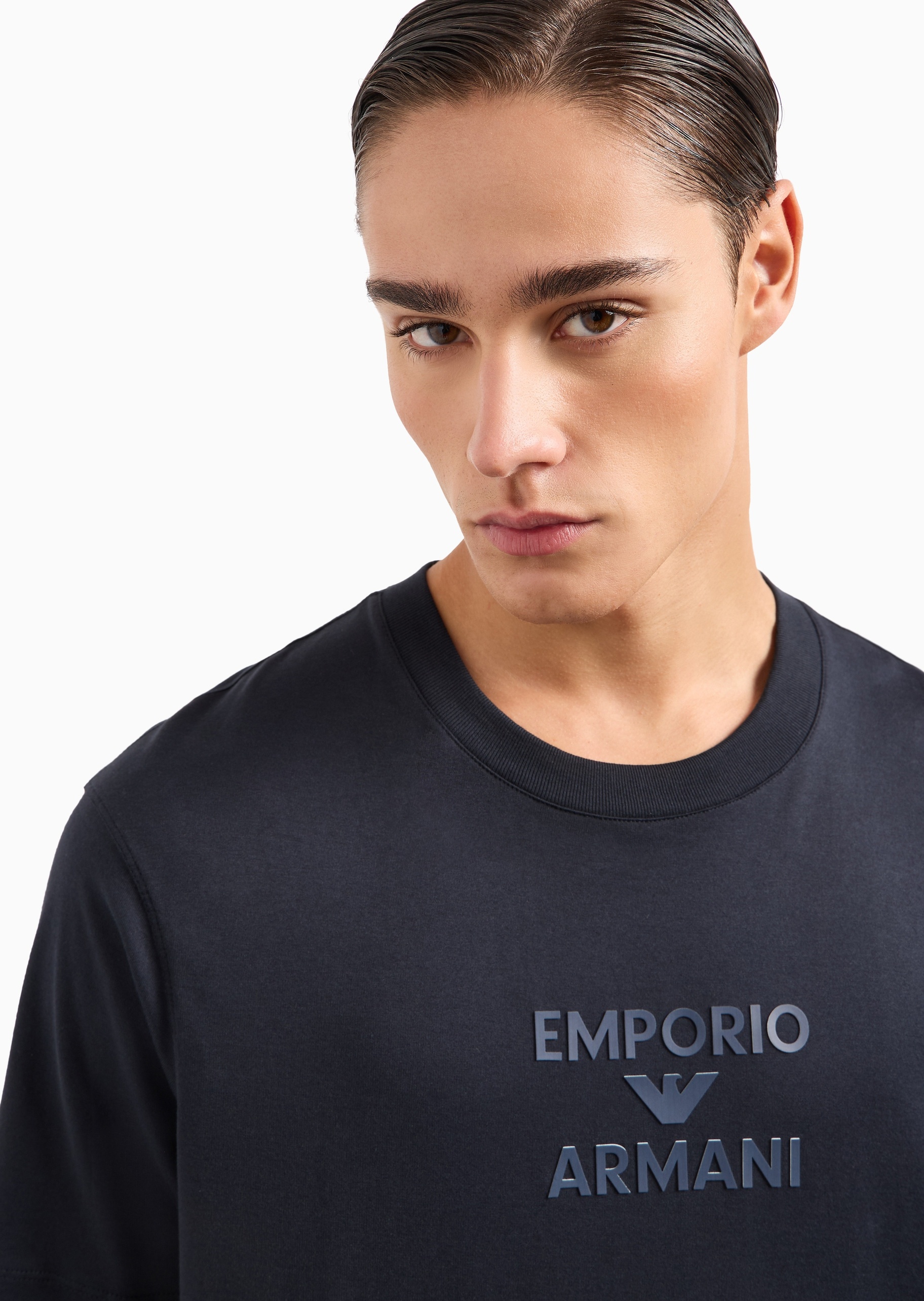 Emporio Armani 男士全棉宽松短袖圆领LOGO印花T恤